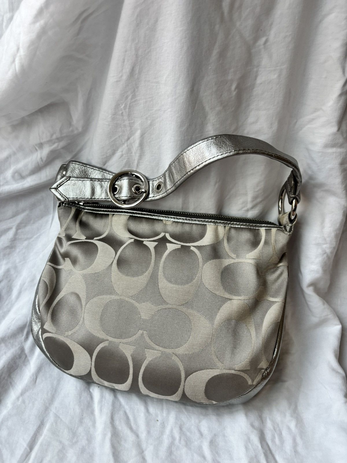 Coach Vintage Coach Metallic Signature Hobo Shoulder Bag Silver Size ONE SIZE - 1 Thumbnail