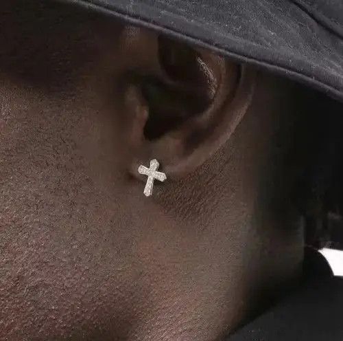 Jewelry Crystal Cross Stone Earrings Gothic Chrome Jewelry God Size ONE SIZE - 2 Thumbnail