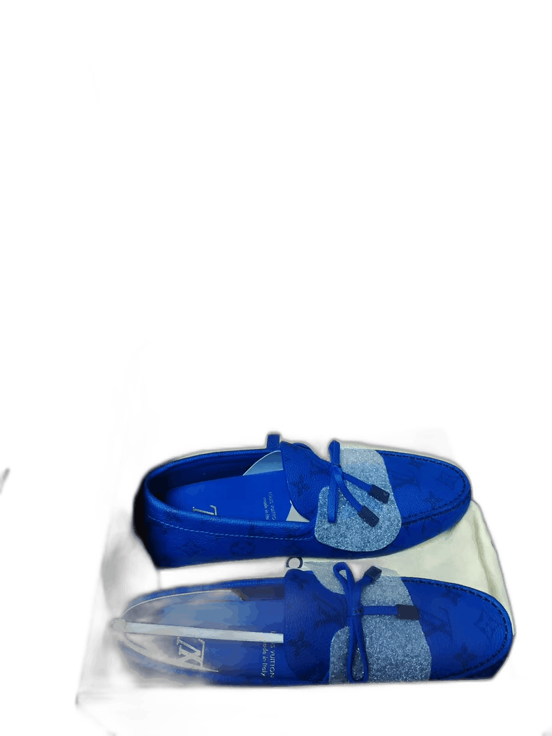Lv Louis Vuitton Blue Leather Driving Shoes, Women's (Size 6)