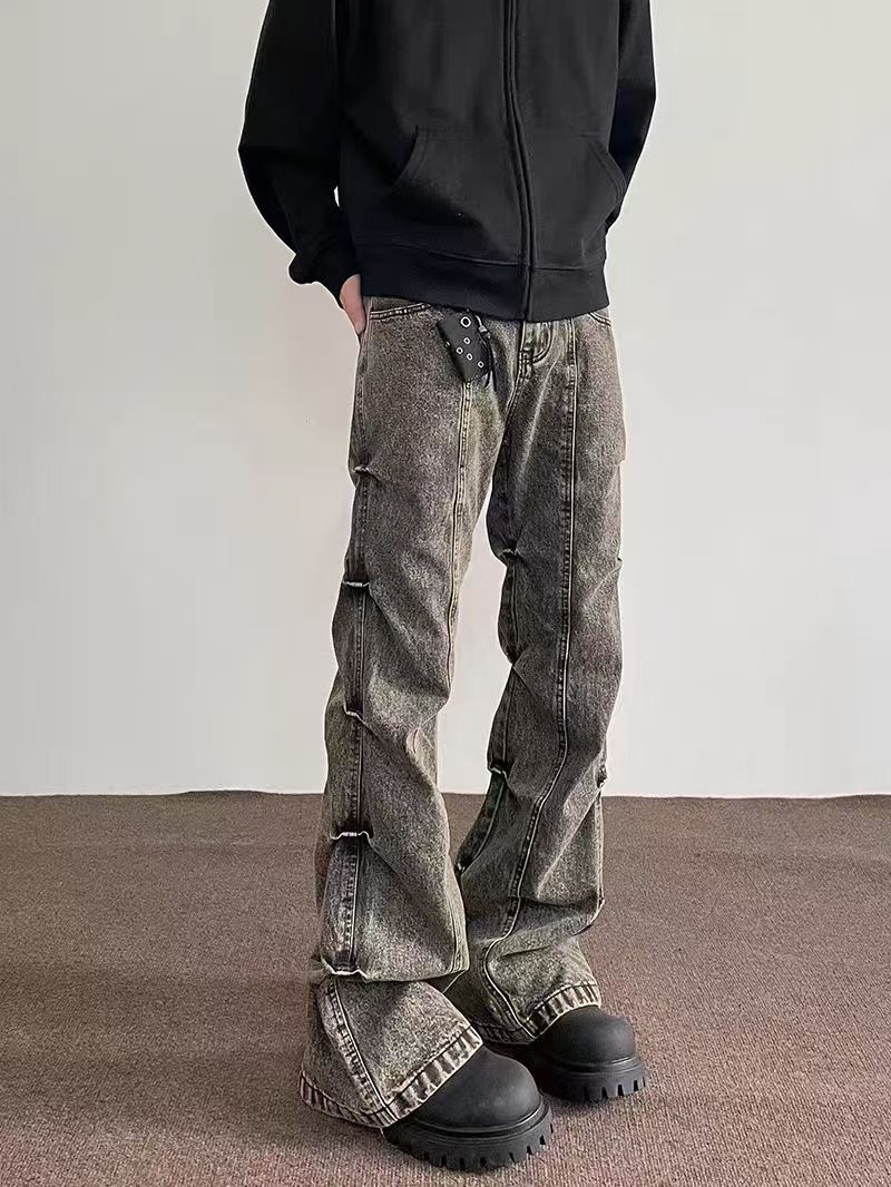 Japanese Brand × Jean Vintage Street Distressed Straight Leg Micro Flare Jeans Size US 32 / EU 48 - 1 Thumbnail
