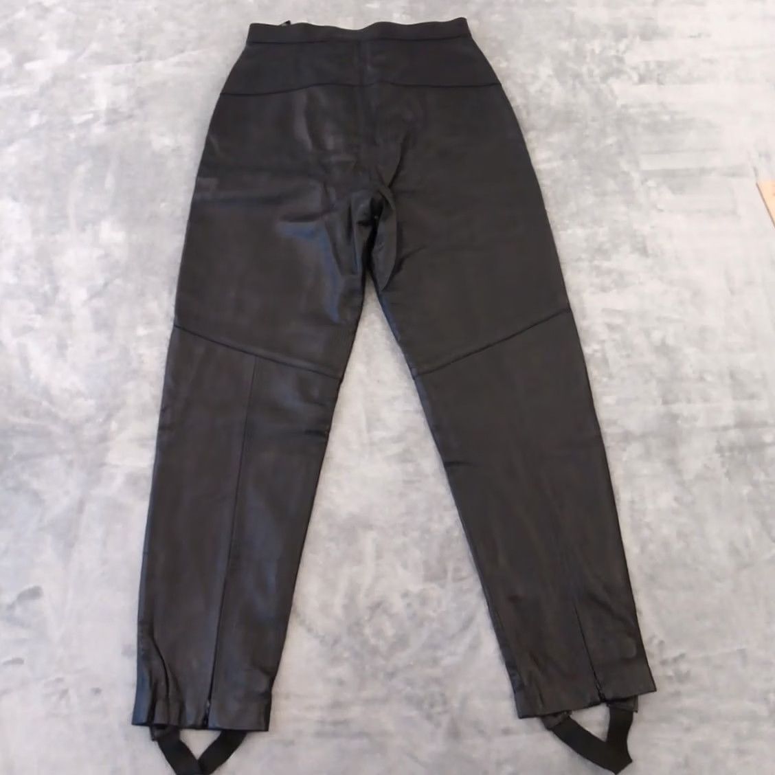 Vintage Lew Magram Pants Womens Size 12 Black High Waist Leather Lined Stirrup Ankle Zip Size 34" / US 12 / IT 48 - 2 Thumbnail