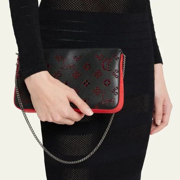 Christian Louboutin o1bcso1str0825 Size:OS/ Chain Clutch Shoulder Bag in Black Size ONE SIZE - 6 Thumbnail