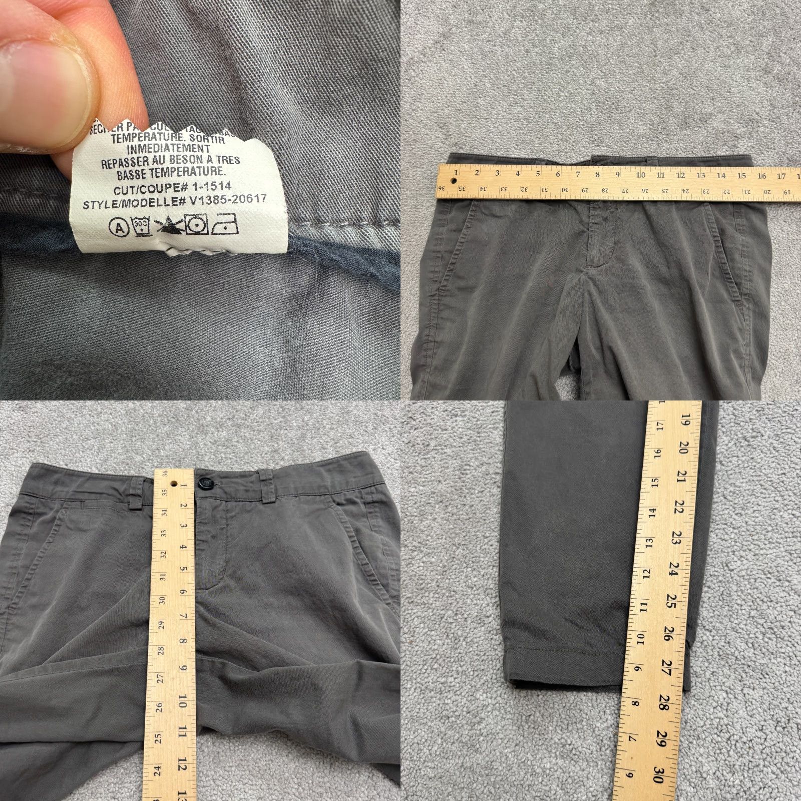 Vince Vince Chino Pants Mens 31x27 Gray Cotton Flat Front Stretch Classic Straight Leg Modern Everyday Size US 31 - 8 Thumbnail