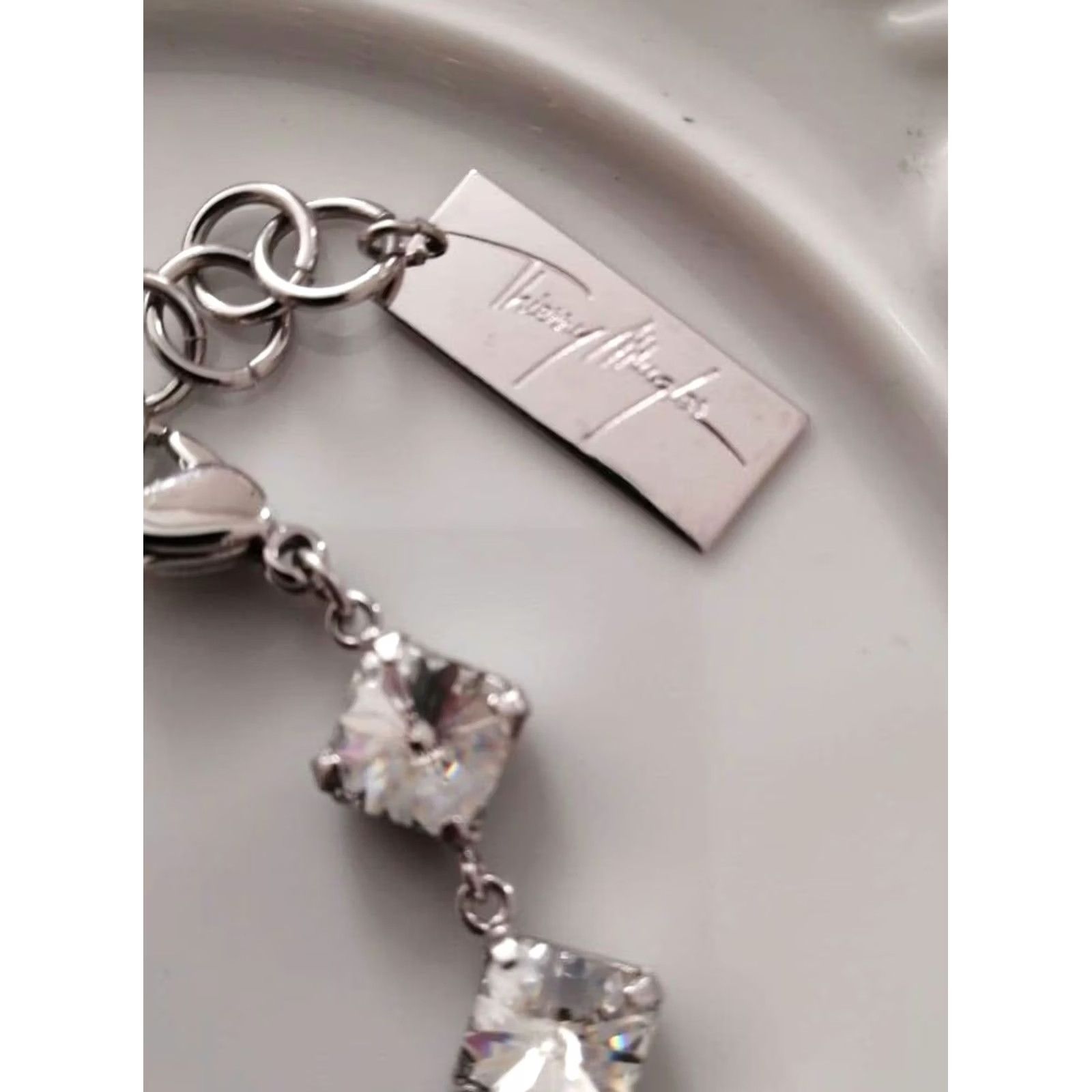 Thierry Mugler VINTAGE Thierry Mugler Modern Womens 40cm Silver Necklace Crystal Diamond Cut Design Used From Size ONE SIZE - 4 Thumbnail