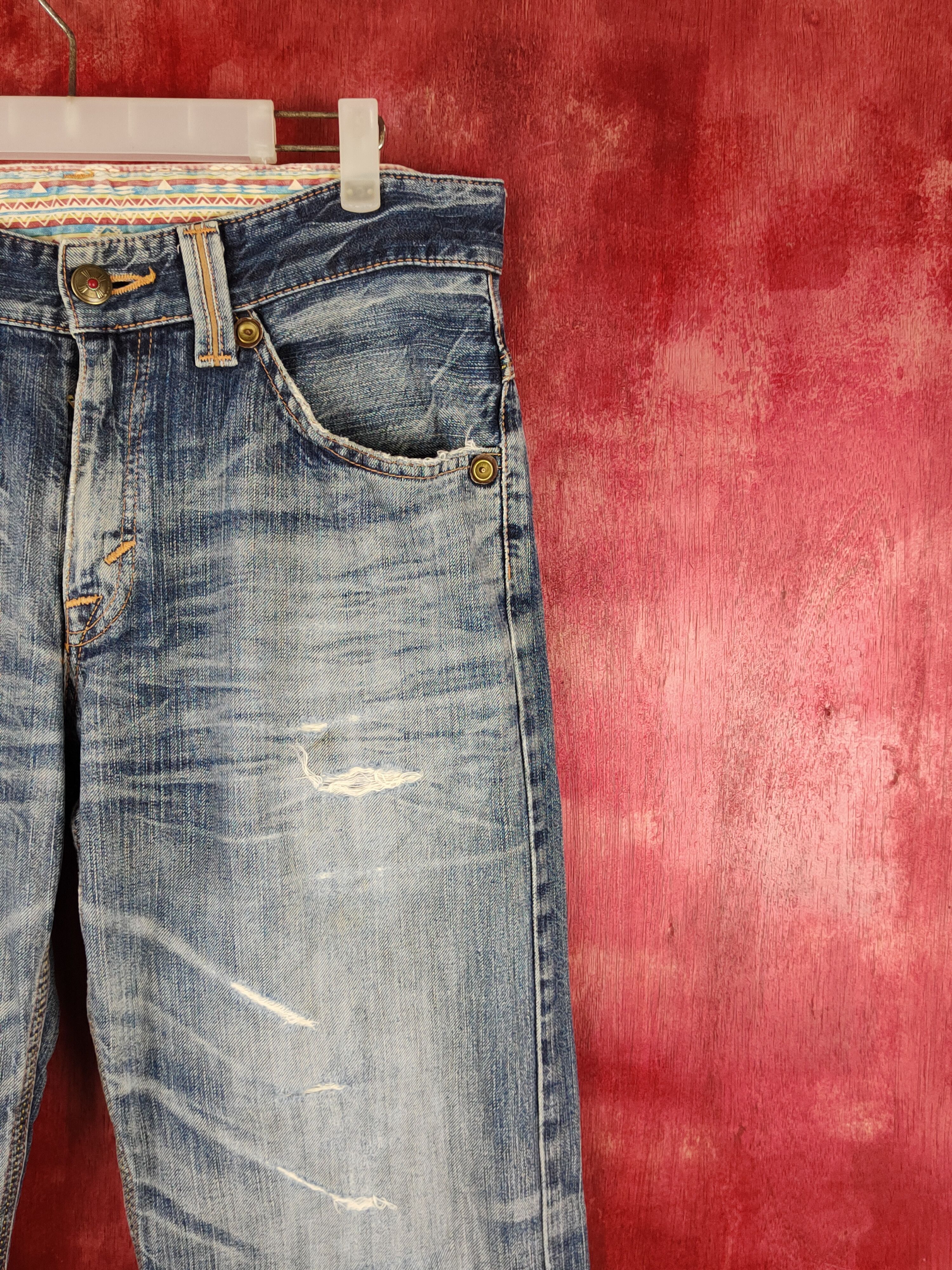 Edwin Edwin Dark Blue Distressed Ripped Jeans #S2203 Size US 33 - 5 Thumbnail