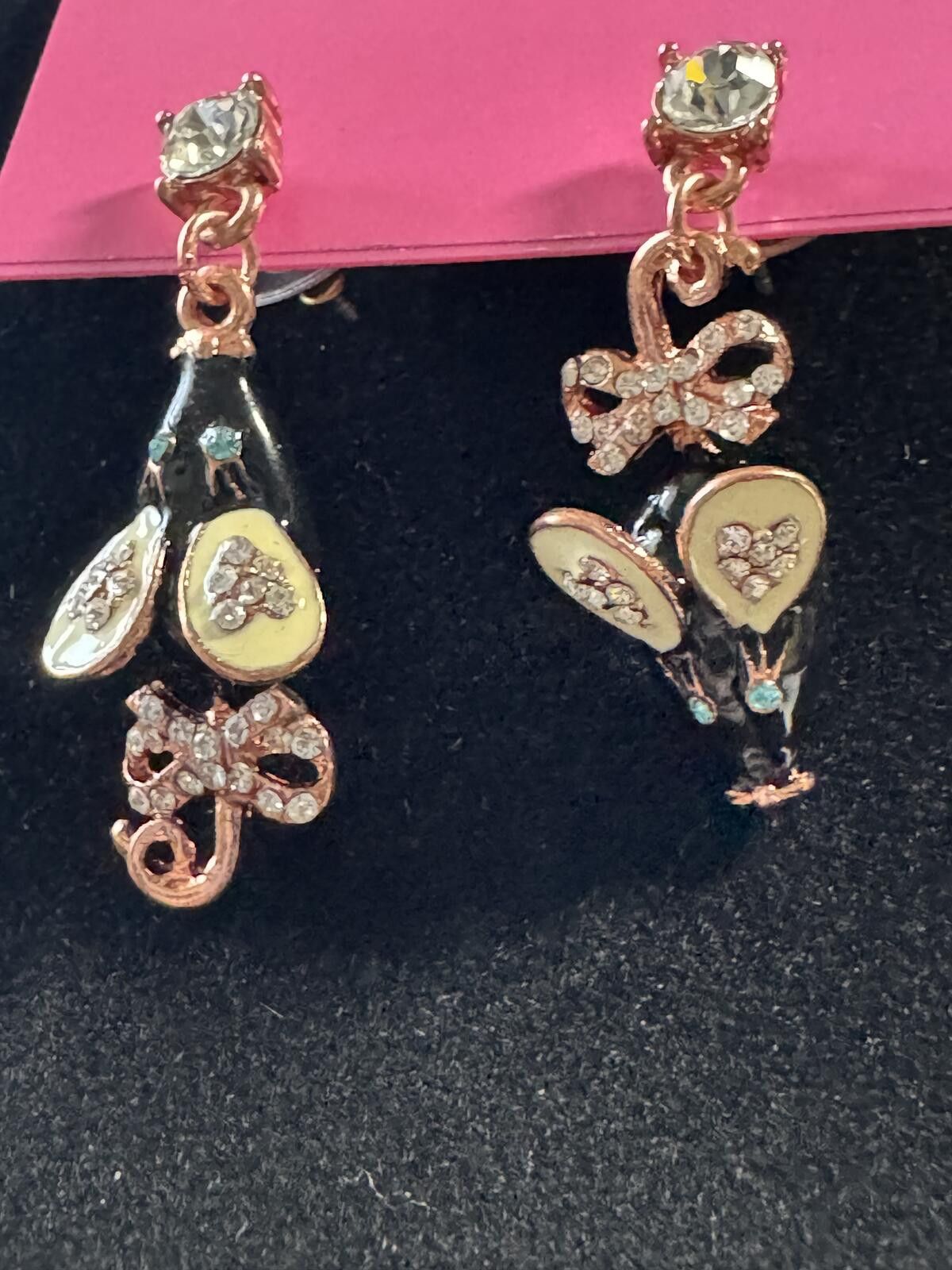 Other Betsey Johnson Black Mouse and Bow Rhinestone Drop Earrings Size ONE SIZE - 2 Thumbnail