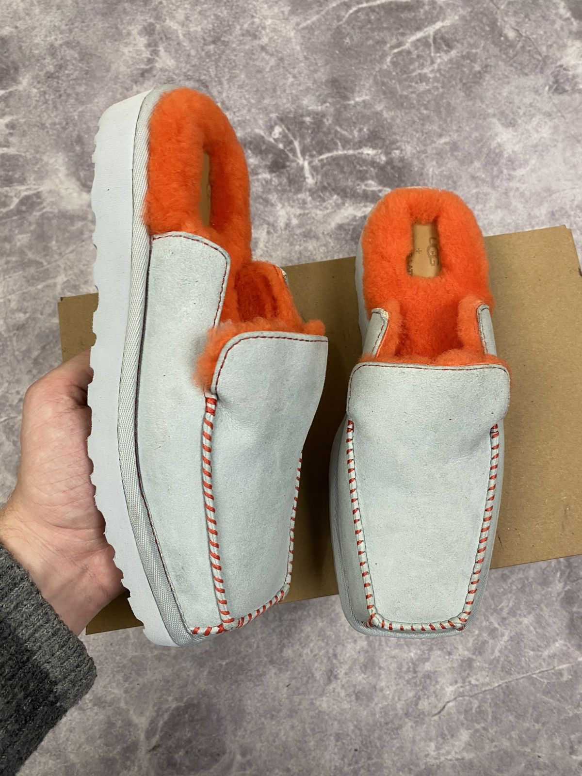 Eckhaus Latta Ugg x Eckhaus Latta Square Toe Sheepskin and Leather Mules Size US 8 / IT 38 - 1 Thumbnail
