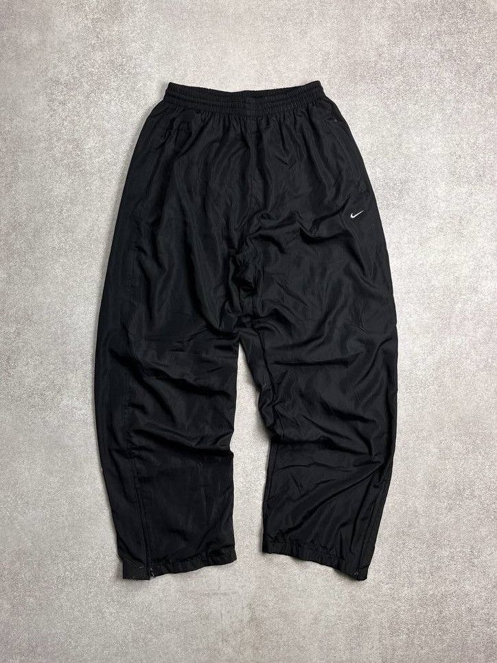 VINTAGE NIKE BIG SWOOSH FLARED NYLON TRACK PANTS Y2K XL