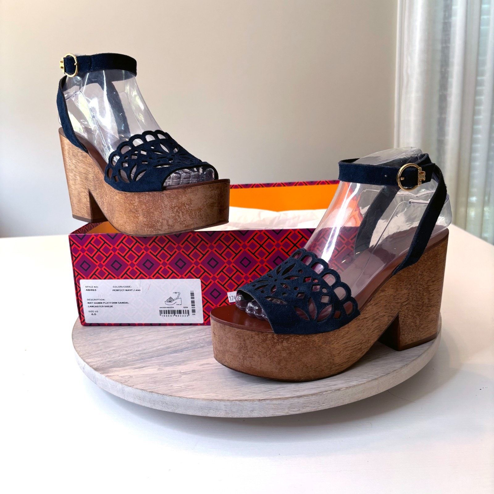 Tory Burch Tory Burch May Lancaster Blue Suede Platform Sandals Sz 6.5 Size US 6.5 / IT 36.5 - 1 Thumbnail