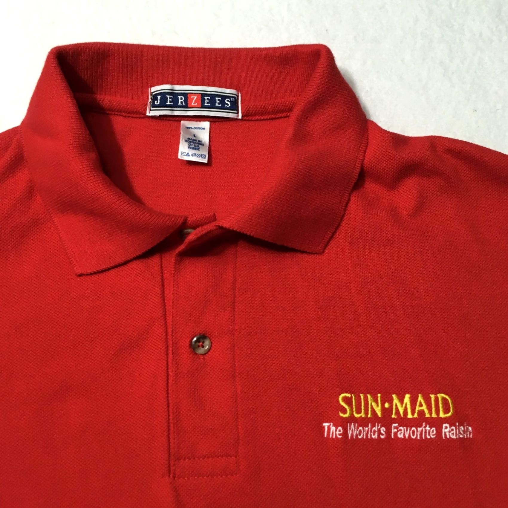 Jerzees JERZEES Sun-Maid Men's Polo Shirt LARGE Cotton Red Short Sleeve Size US L / EU 52-54 / 3 - 2 Thumbnail