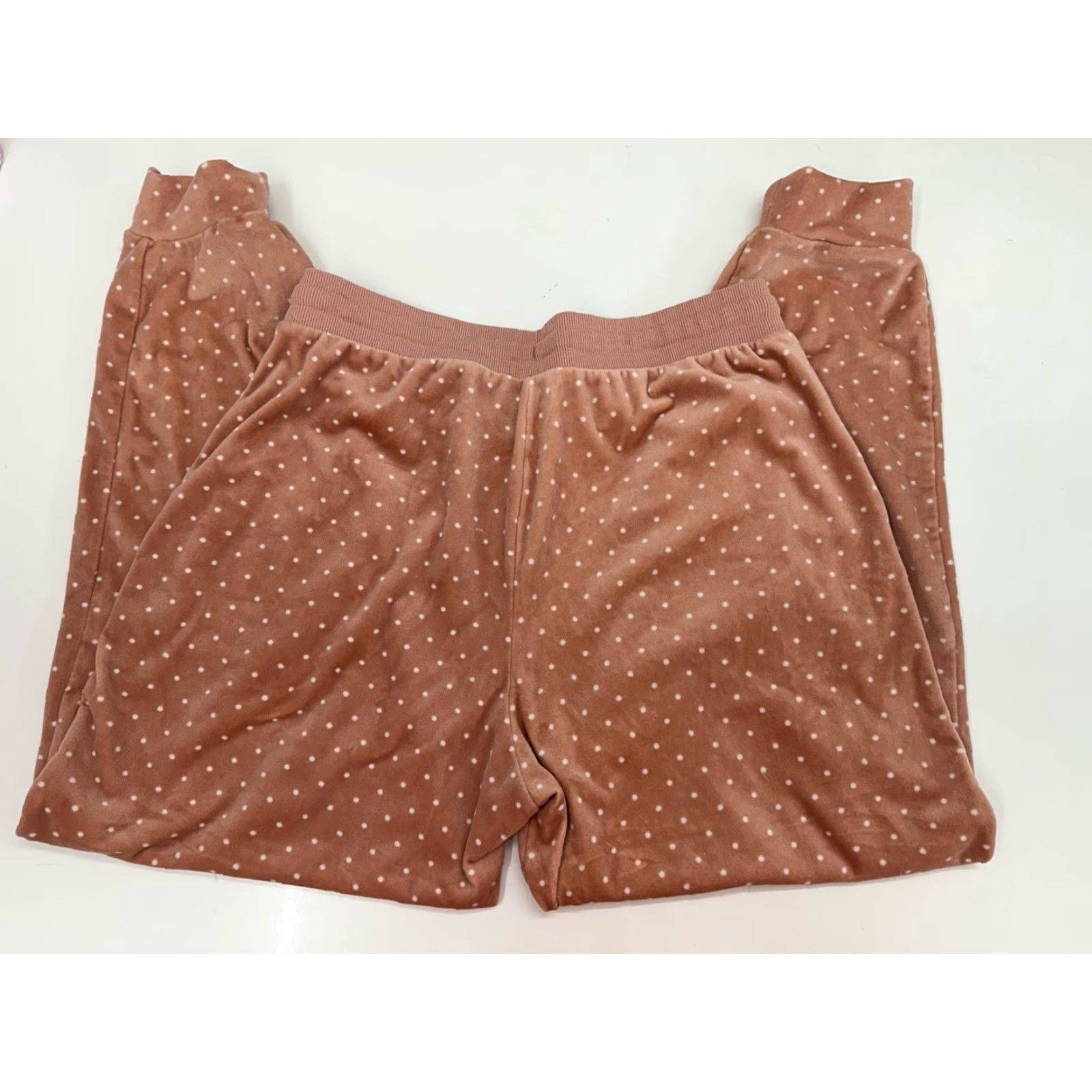 Pinko Three Dots Womens Sweatpants Large Pink Polka Dot Drawstring Fuzzy Size 36" / US 14 / IT 50 - 6 Thumbnail