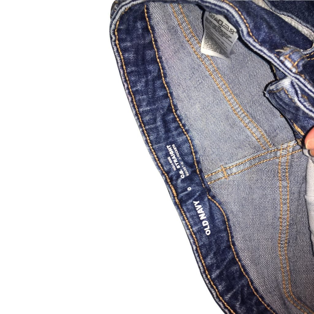 American Eagle Outfitters Old Navy High-Rise O.G. Straight Jeans Distressed Holes Sz 0 Size 25" / US 0 / IT 36 - 2 Thumbnail