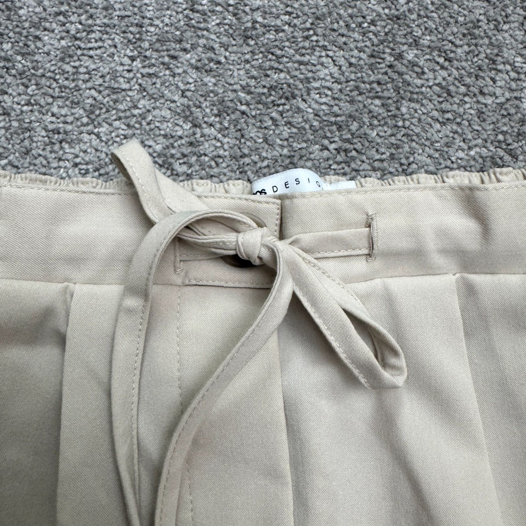 Asos ASOS Wide Leg Pants Womens 4 Tall Beige Elastic Waist Pleated Dress Pants Size 26" / US 2 / IT 38 - 3 Thumbnail