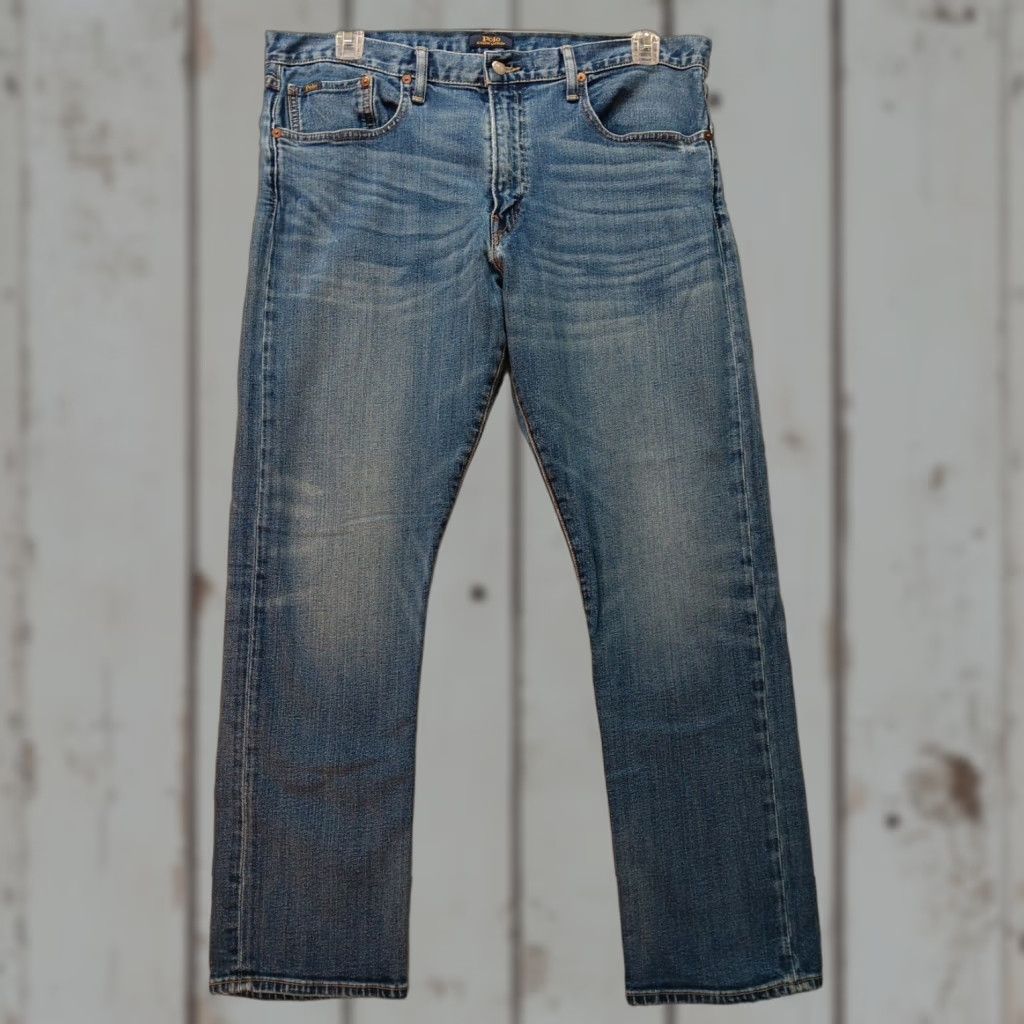 Polo Ralph Lauren Polo Ralph Lauren Hampton Jeans Men 36x30 Green Denim Relaxed Straight 5-Pocket Zipper Button Logo Regular Mulitseason - Mens Size US M / EU 48-50 / 2 - 1 Thumbnail