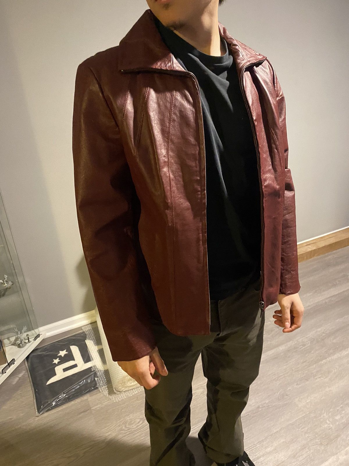 Vintage Leather jacket red Size L / US 10 / IT 46 - 4 Thumbnail