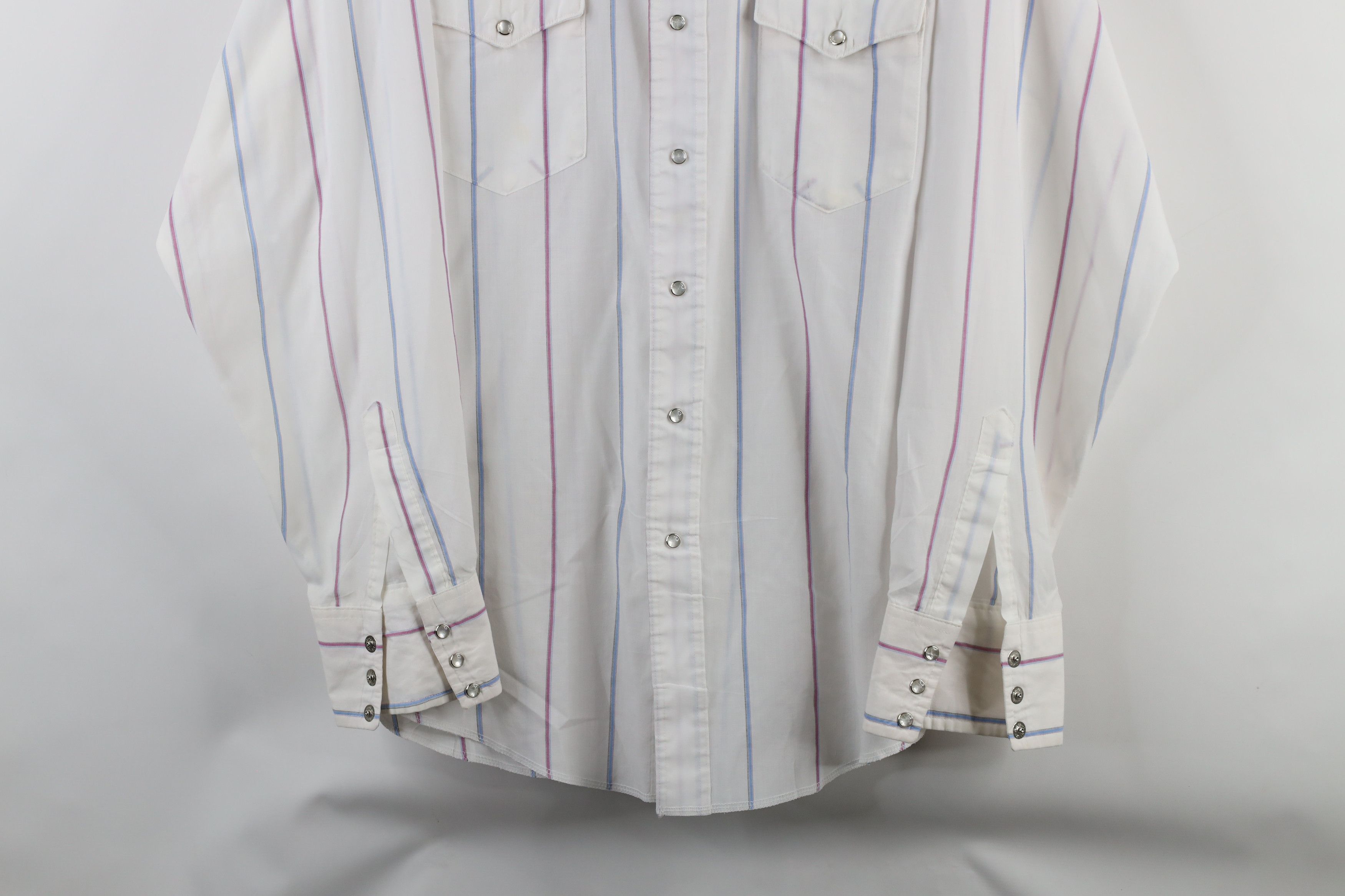 Vintage × Wrangler Vintage 90s Wrangler Sheer Striped Western Button Shirt USA Size US L / EU 52-54 / 3 - 3 Thumbnail