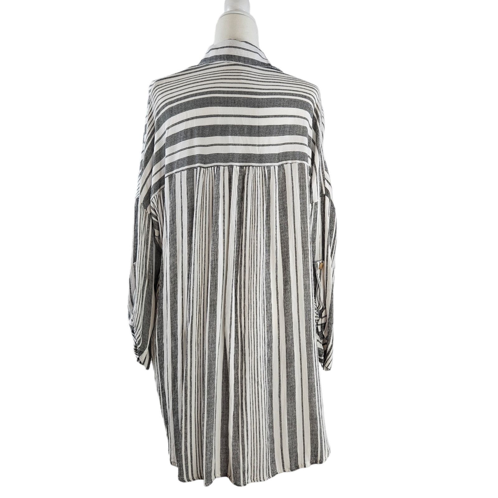 Other GIGIO USA Boho Hi-Lo Striped Blouse Sz. L Gray White Stripe Size L / US 10 / IT 46 - 3 Thumbnail