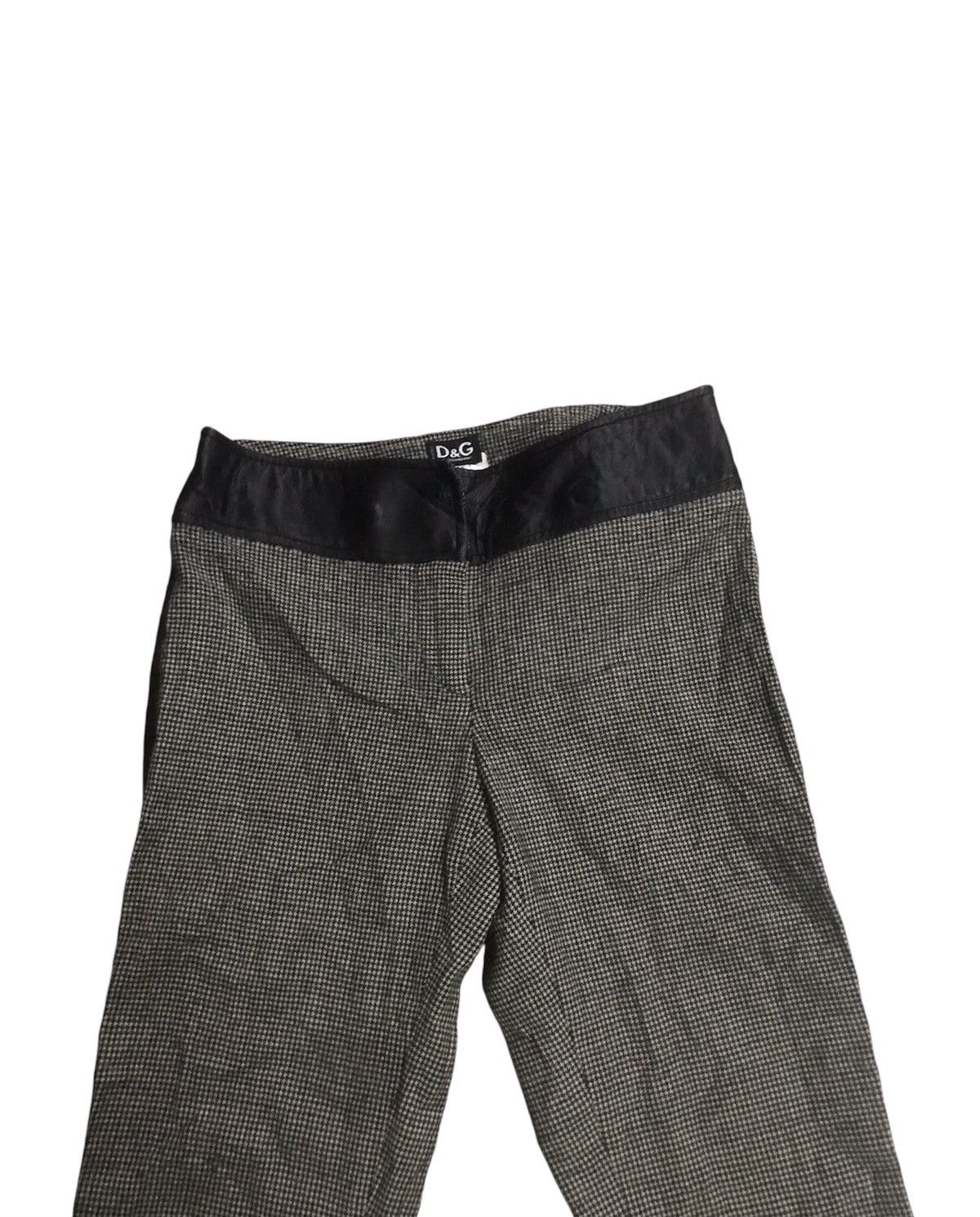 Dolce & Gabbana × Vintage Vintage D&G Wool Leather Waist Flared Women Pant Size 29" - 4 Thumbnail