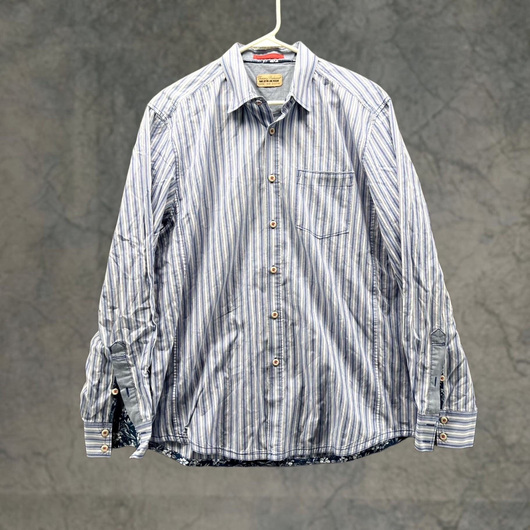 Tommy Bahama VINTAGE Tommy Bahama Shirt Men Large Adult Blue Striped Button-Down Casual Knit Cotton Long Sleeve Size US L / EU 52-54 / 3 - 1 Thumbnail