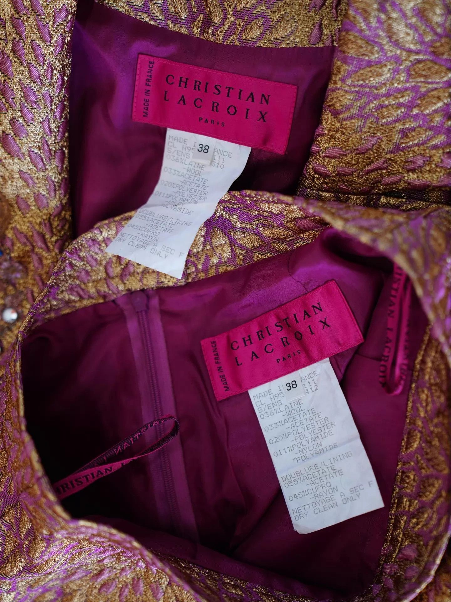 Christian Lacroix Christian Lacroix 1995 FW 2pc Wool Suit Gold-Embroidered Size XS / US 0-2 / IT 36-38 - 6 Thumbnail