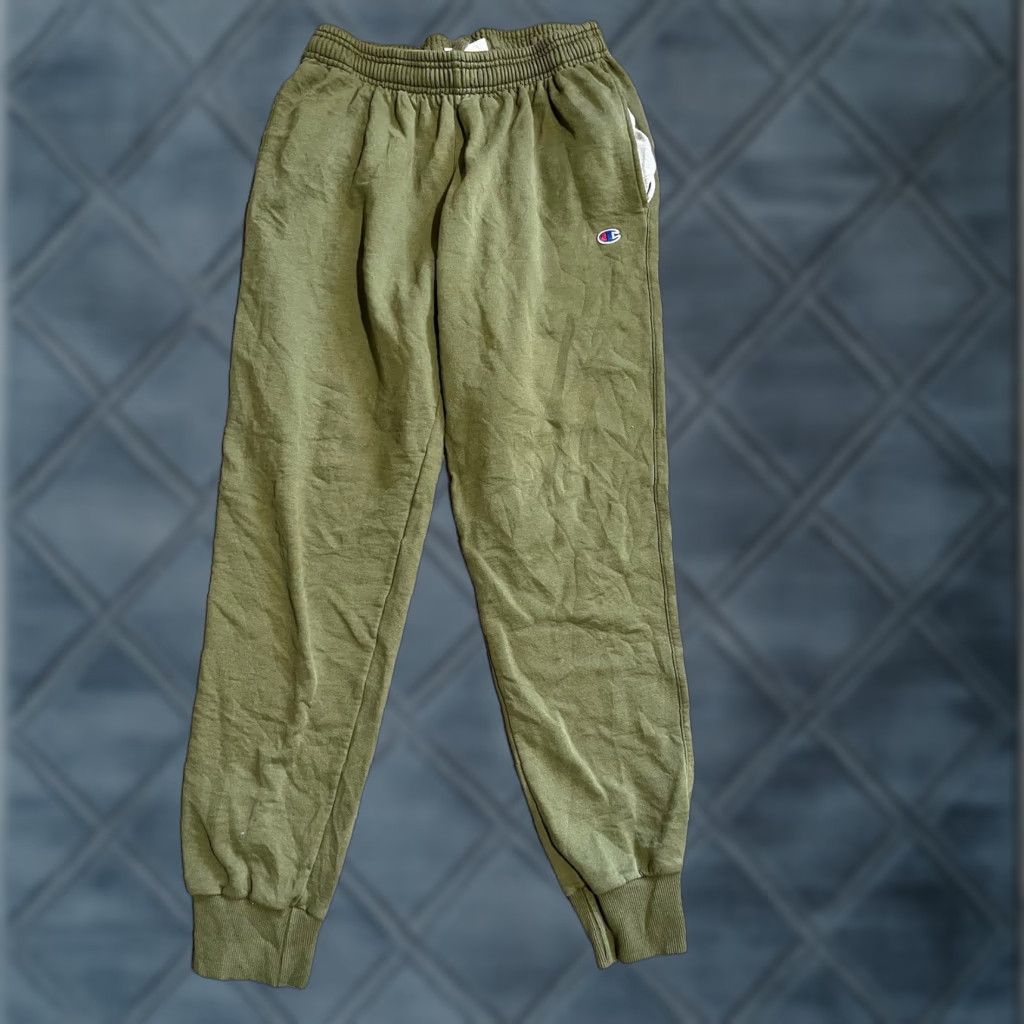 Champion Champion Sweatpants Men’s Medium Authentic Straight Pocket Logo Green Cotton Pants Regular Slit Pocket Logo Football Sports Modern Mens Size US 31 - 1 Thumbnail