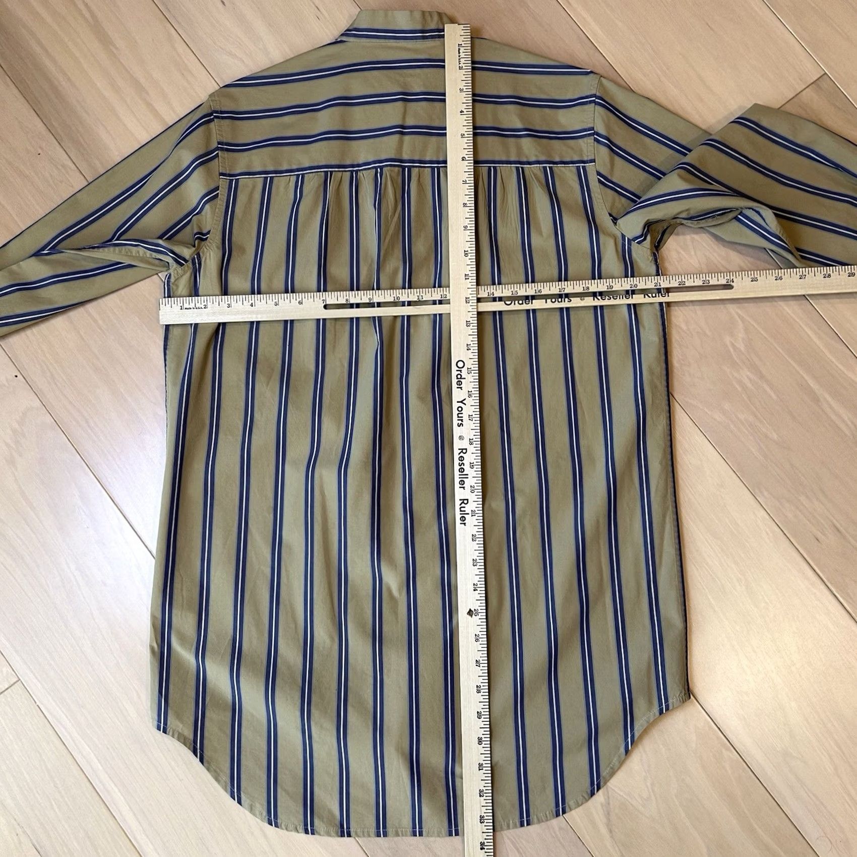 B Sides B Sides Striped Neutrals Tunic Mock Neck Button Up Top XS Women’s Tan Casual Sleeve Striped Pattern 100% Cotton Vintage? No Size XS / US 0-2 / IT 36-38 - 5 Thumbnail
