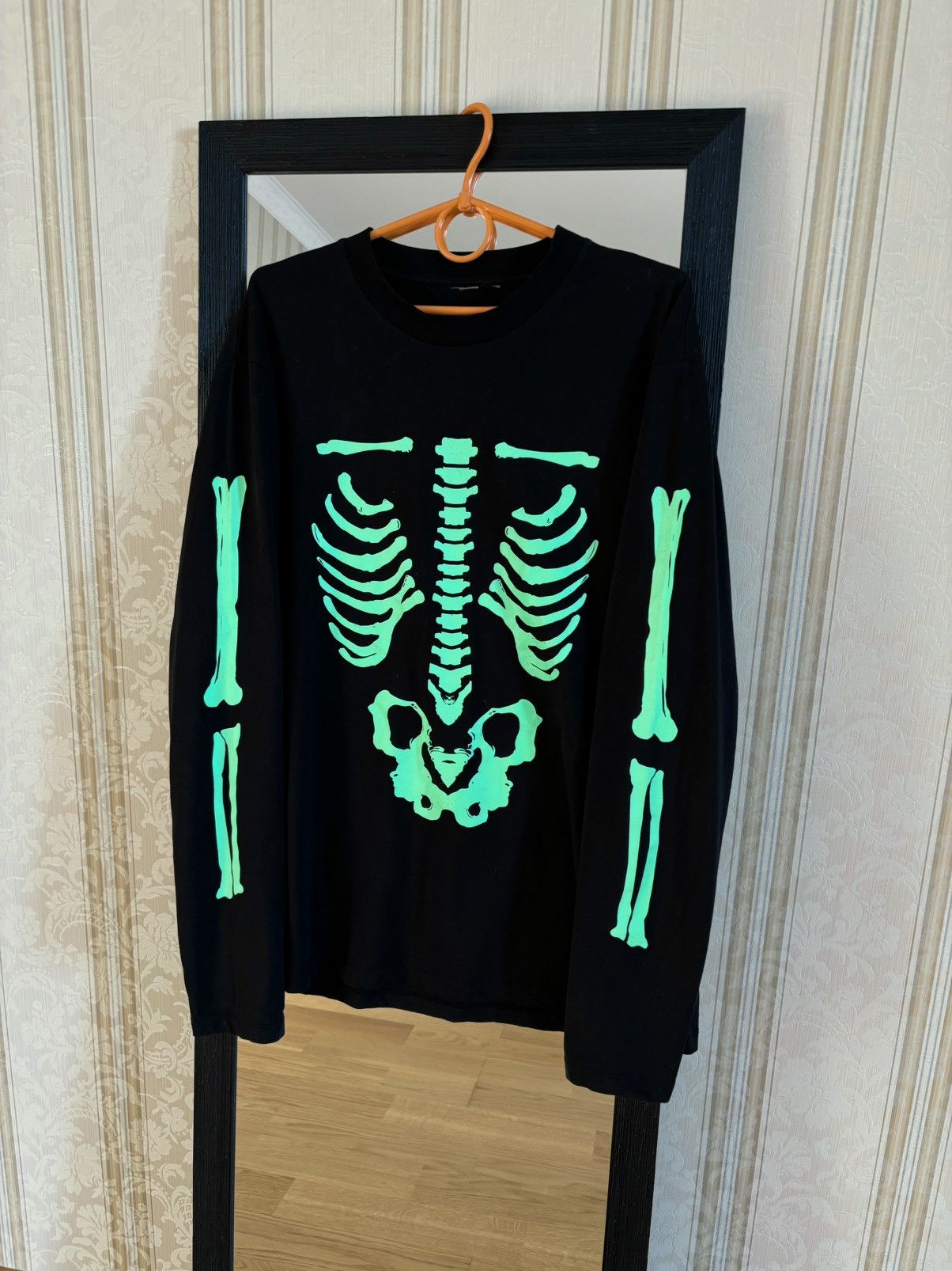 Pre-owned Avant Garde Y2k Skeleton Long Sleeve Opium Gothic Style Rock In Black