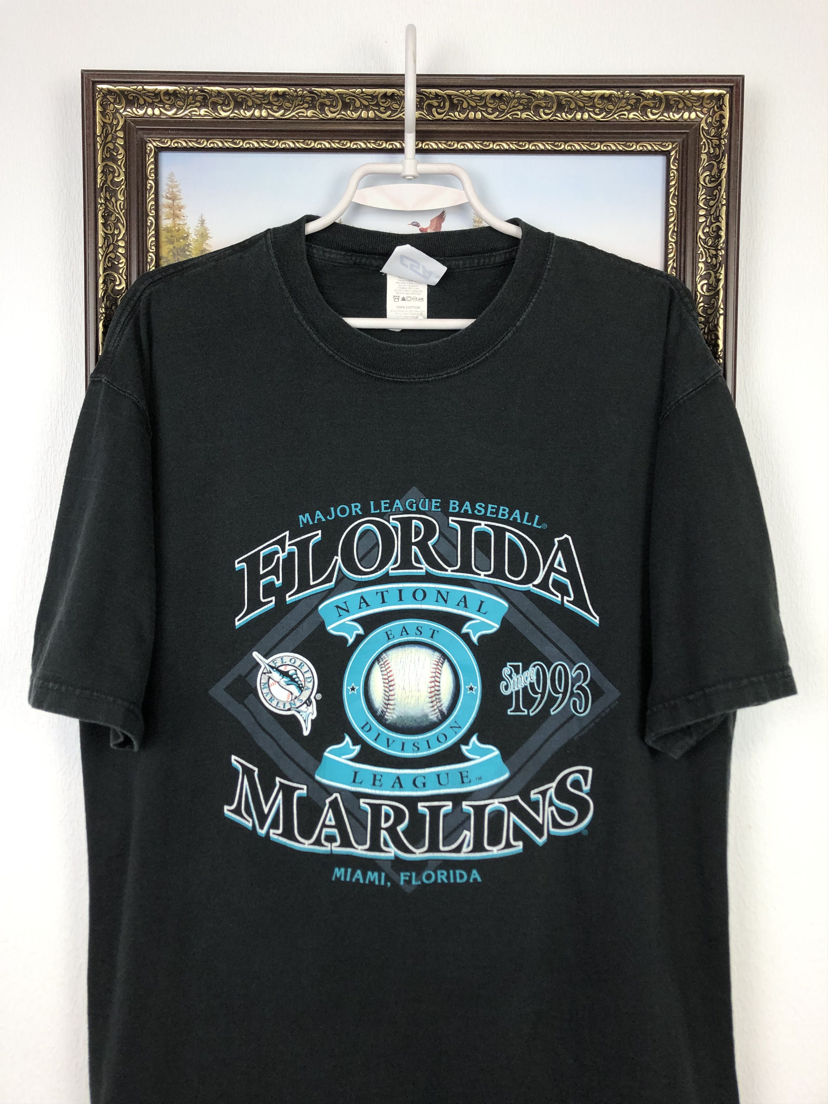 Vintage Vintage 90's Florida Marling MLB Shirt Over Print Tee Size US L / EU 52-54 / 3 - 2 Thumbnail
