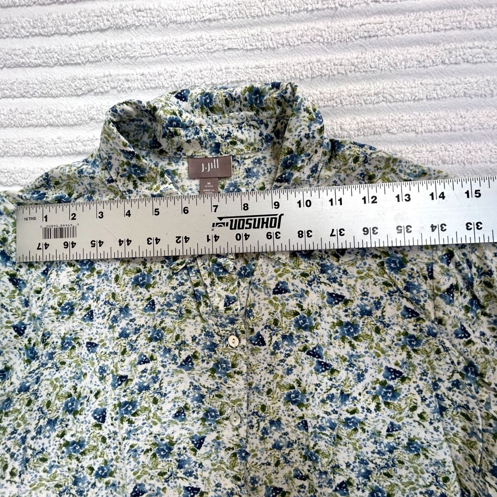 J. Jill J. Jill Womens Petite Floral Button-Up Shirt Blue & Green Long Sleeve Top Polo? Size M / US 6-8 / IT 42-44 - 6 Thumbnail