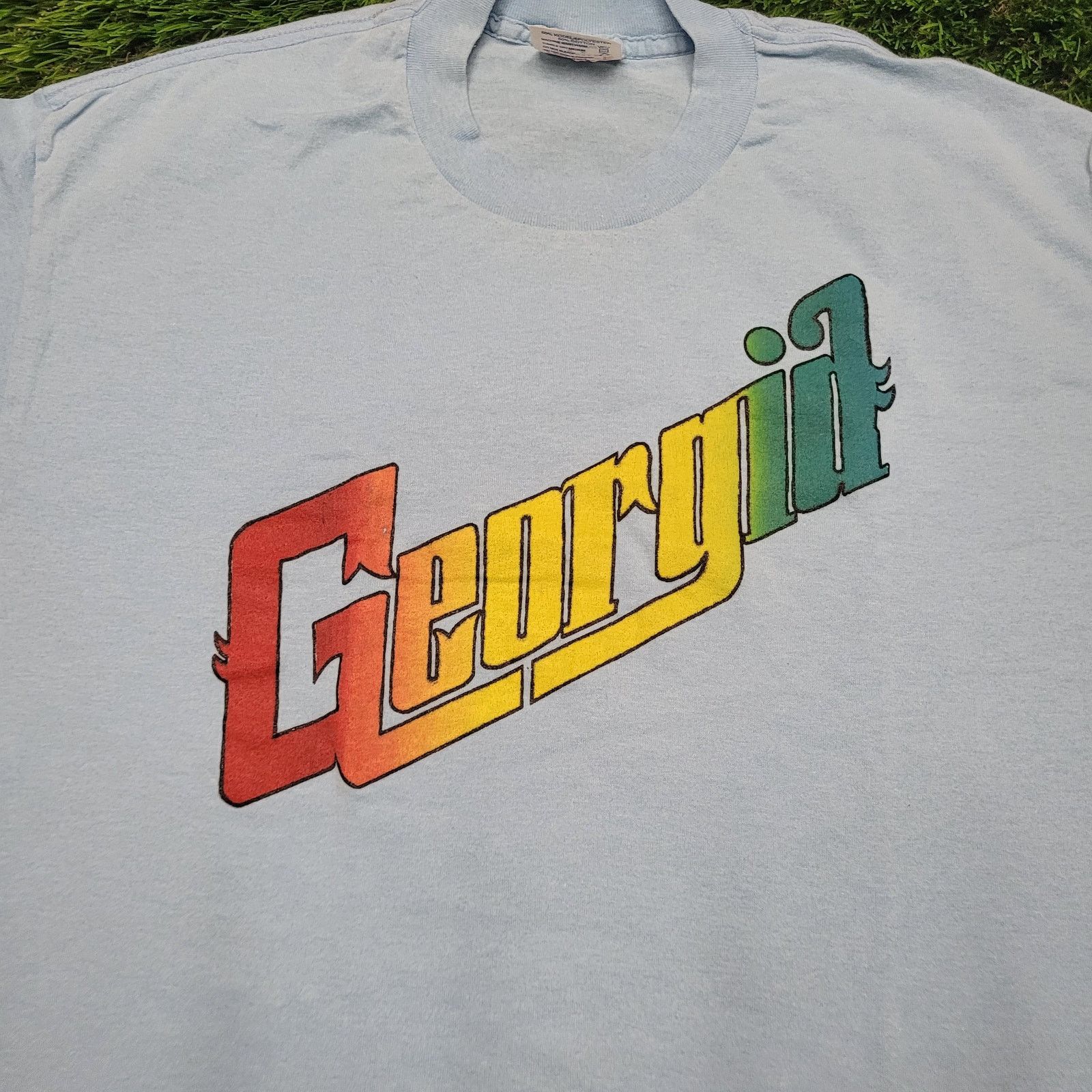 Vintage VTG 80s Georgia Rainbow T-Shirt Large Single-Stitch 50/50 Size US L / EU 52-54 / 3 - 2 Thumbnail
