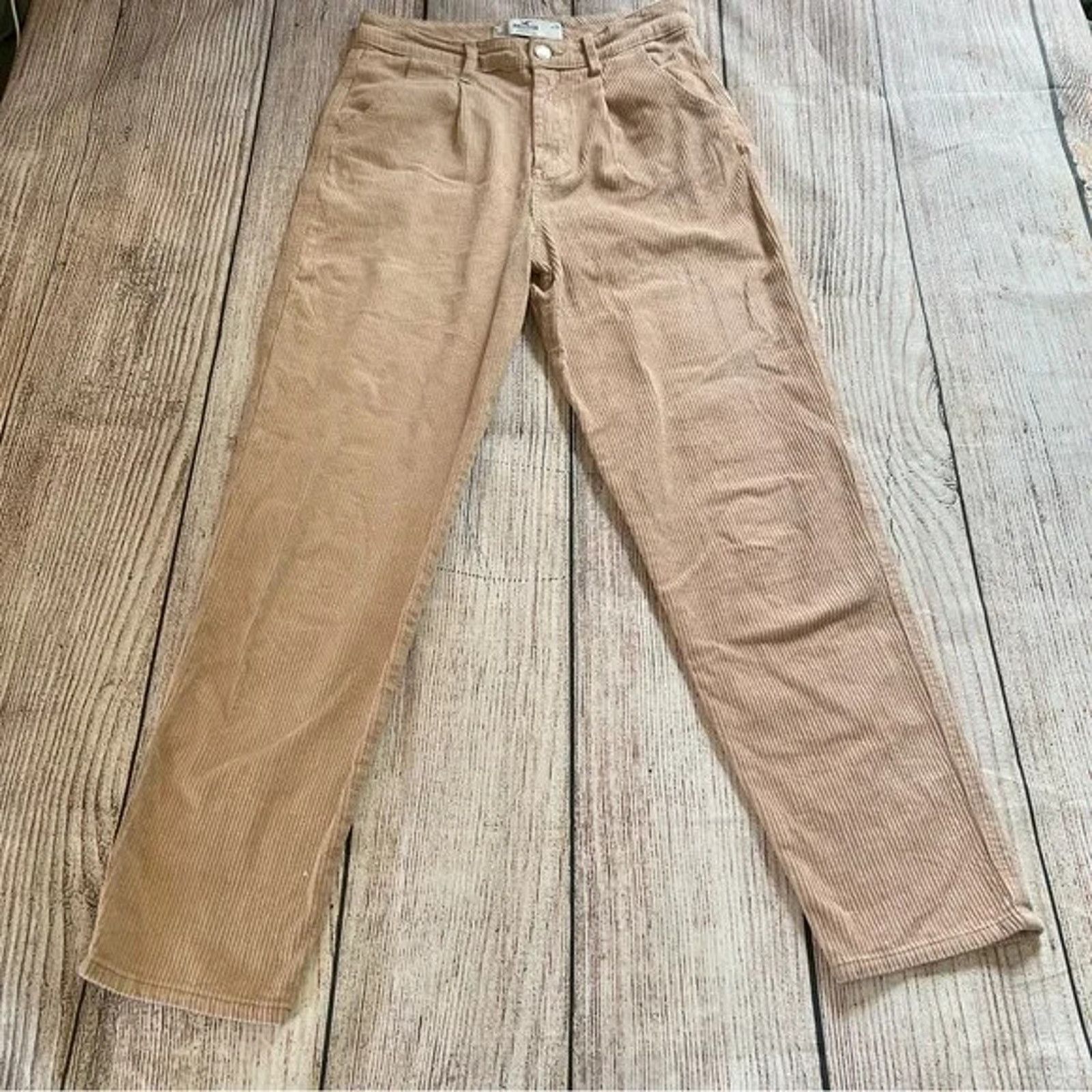 Hollister HOLLISTER HIGH RISE TAN BROWN CORDUROY PLEAT FRONT PANTS 13 Size 30" / US 8 / IT 44 - 3 Thumbnail