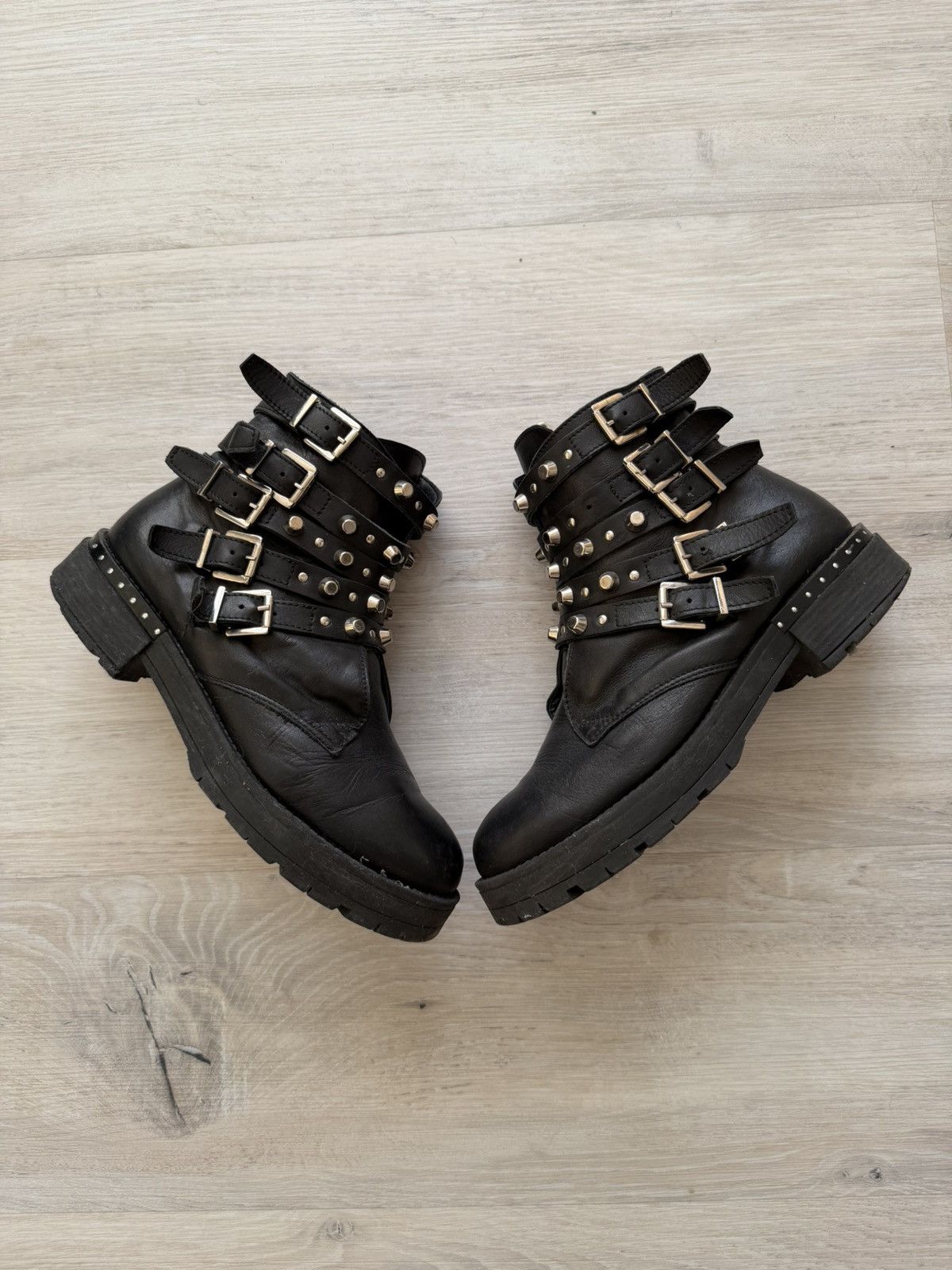 A.S.98 AS 98 Vibe Artisan Black Leather Side Zip Ankle Biker Boots Size US 6.5 / EU 39-40 - 8 Thumbnail