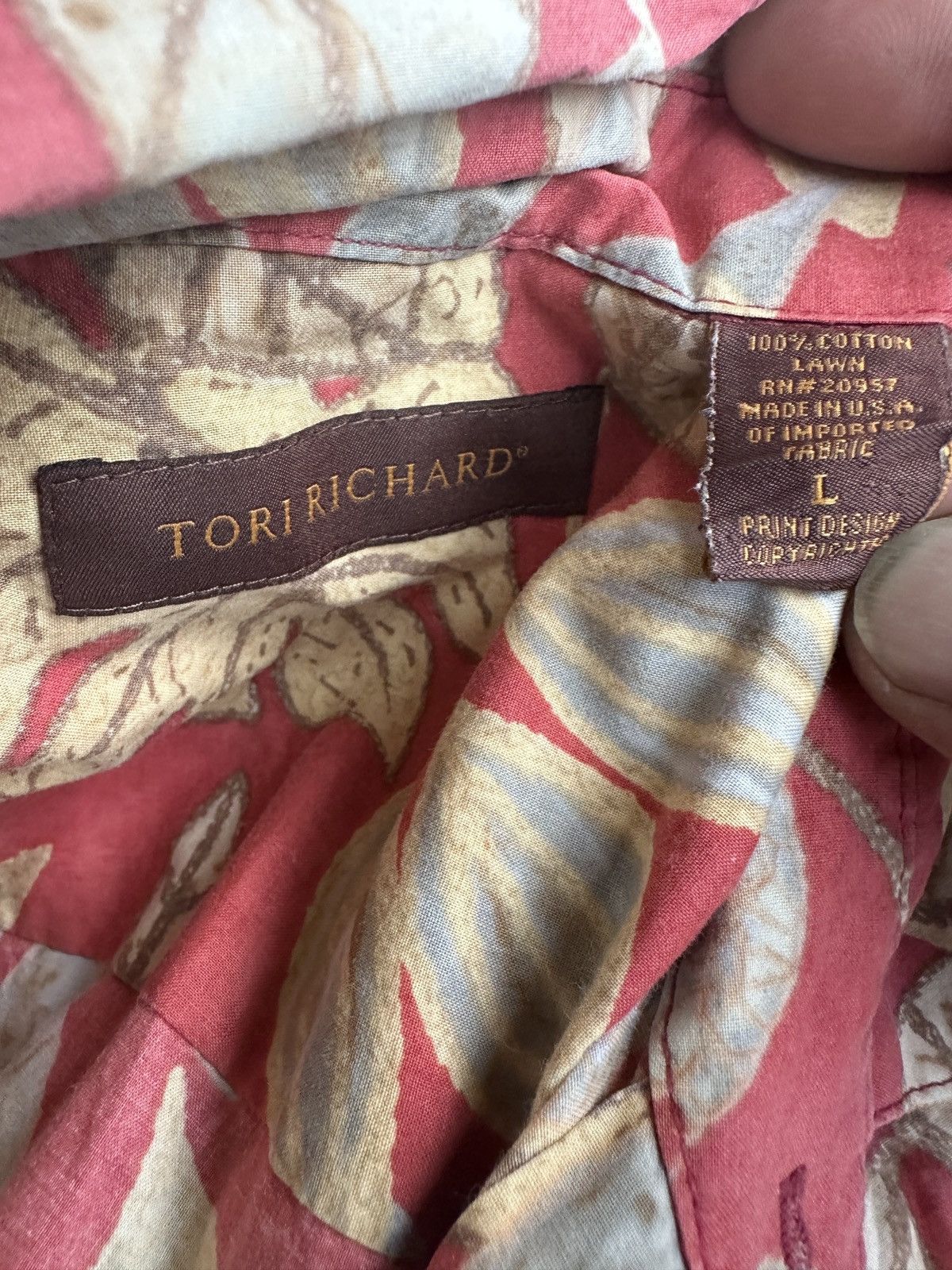 Tori Richard Tori Richard Hawaiian Print Full Button Red Men's Large Size US L / EU 52-54 / 3 - 4 Thumbnail