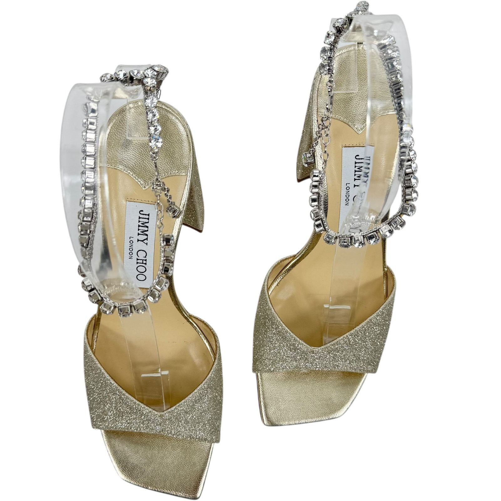Jimmy Choo New Jimmy Choo Saeda Block Heel Glitter Crystals Sandals 38 Size US 8 / IT 38 - 4 Thumbnail