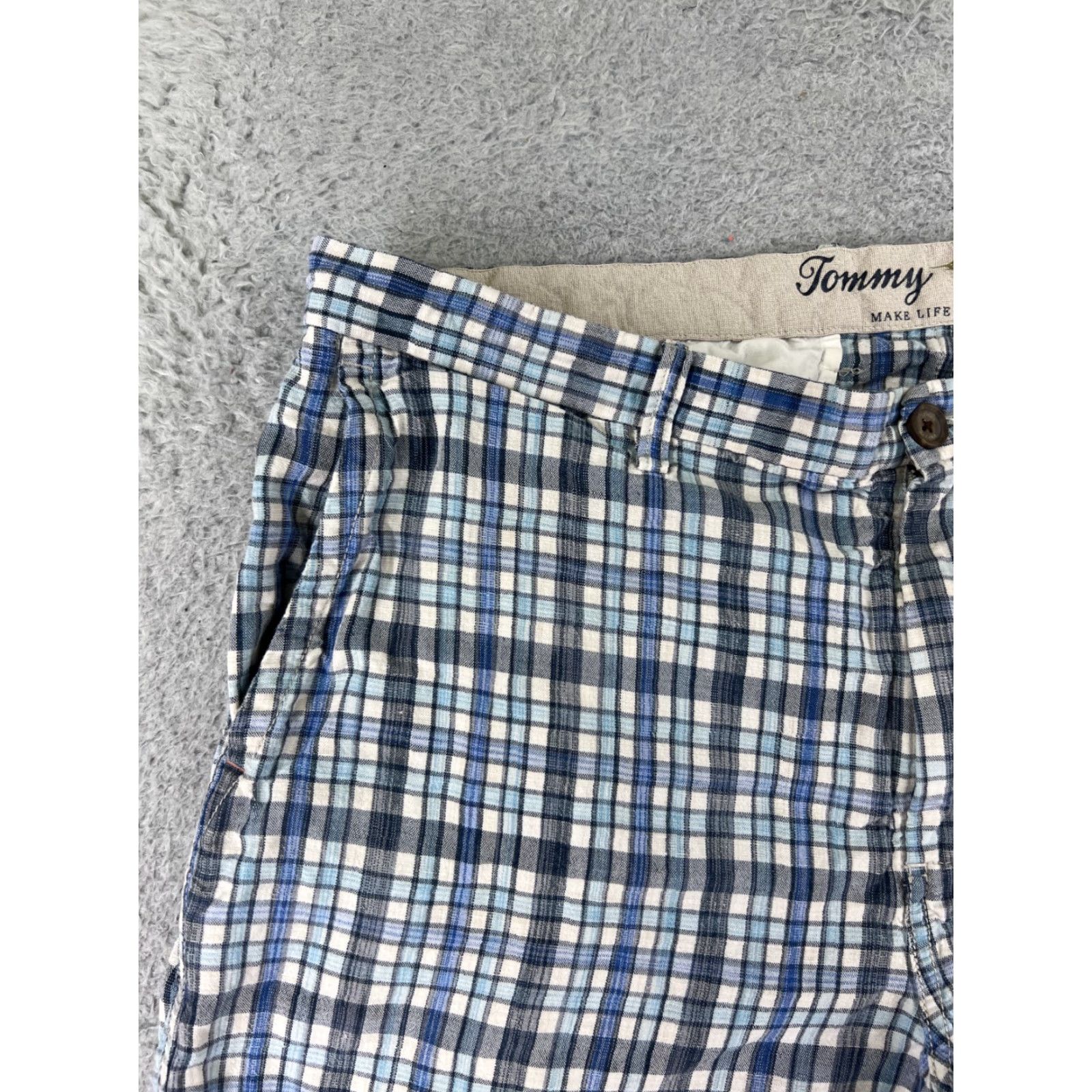 Tommy Bahama Tommy Bahama Shorts Mens 38 Blue Plaid Linen Tencel Blend Beach Vacation Vegas Size US 38 / EU 54 - 4 Thumbnail