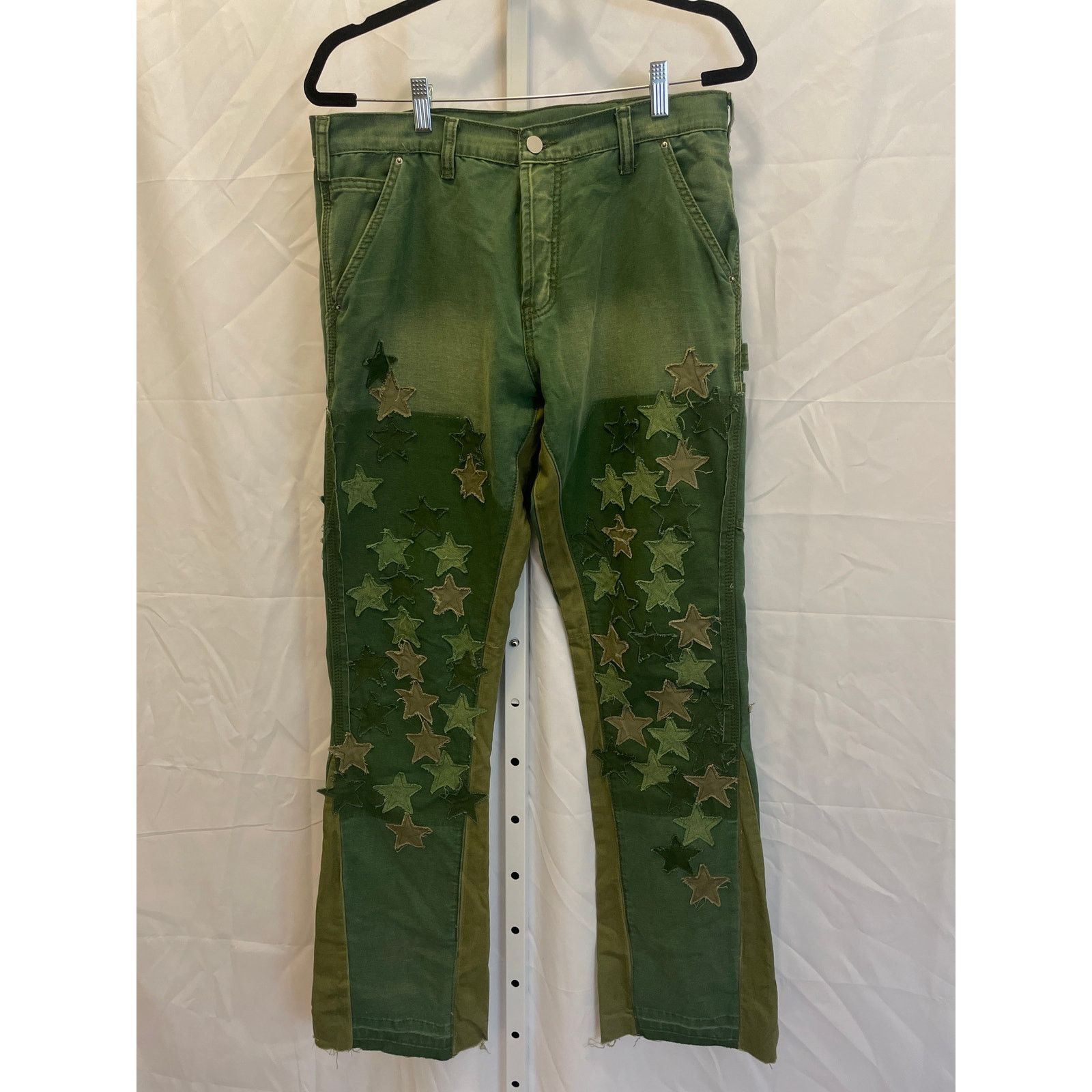 MNML B541 Star Flare Denim Pants Mens Size 32 Green