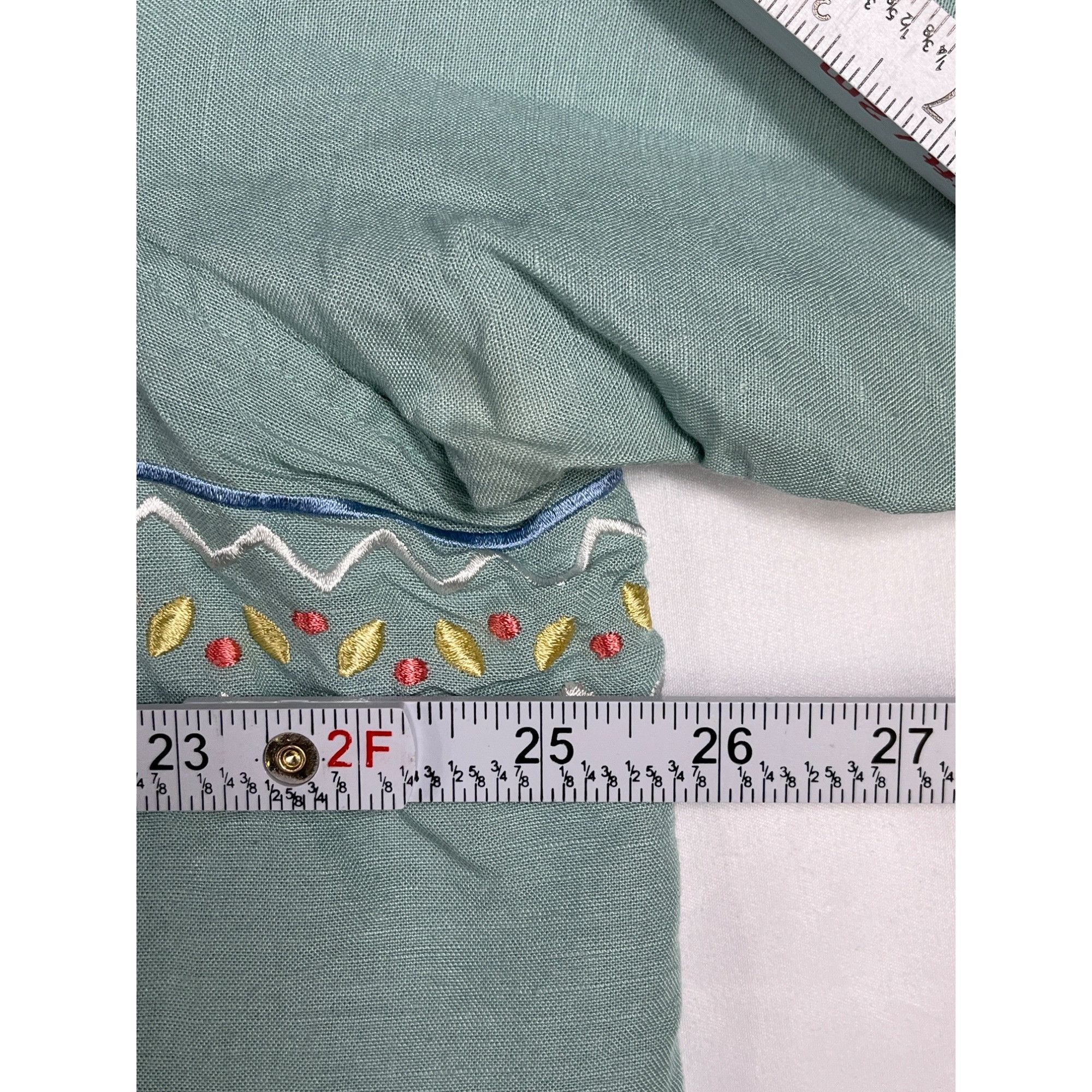 Other Susan Graver SKU 7695 Womens Green Embroidered Button Up Shi Size XL / US 12-14 / IT 48-50 - 4 Thumbnail