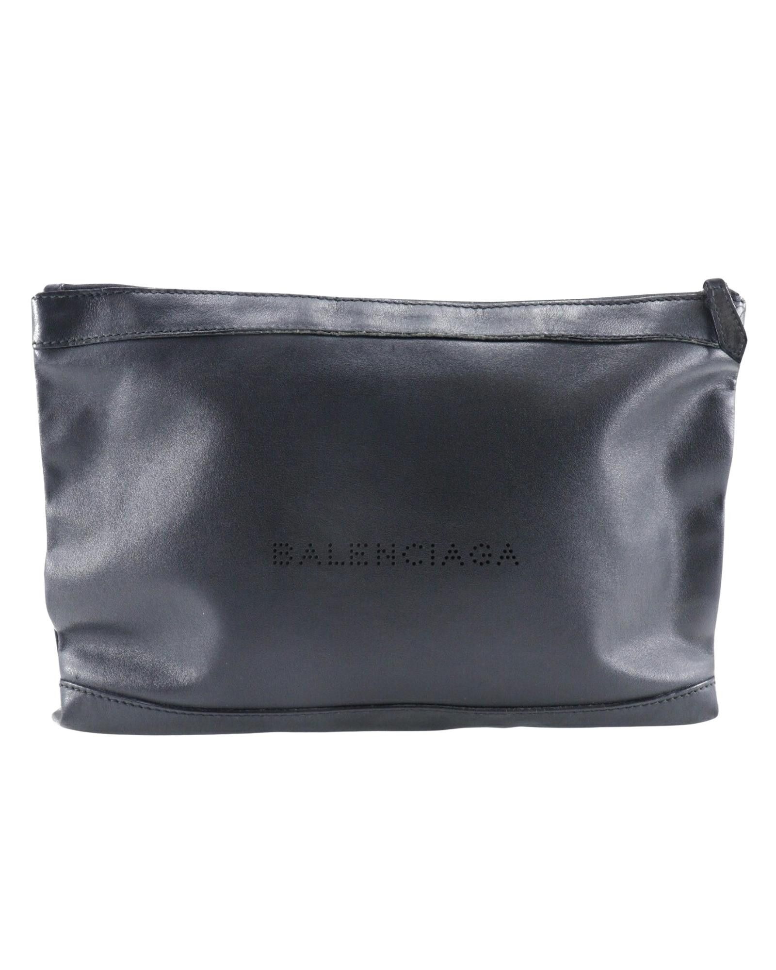 image of Balenciaga Sophisticated Black Suede Clip Clutch Bag, Women's