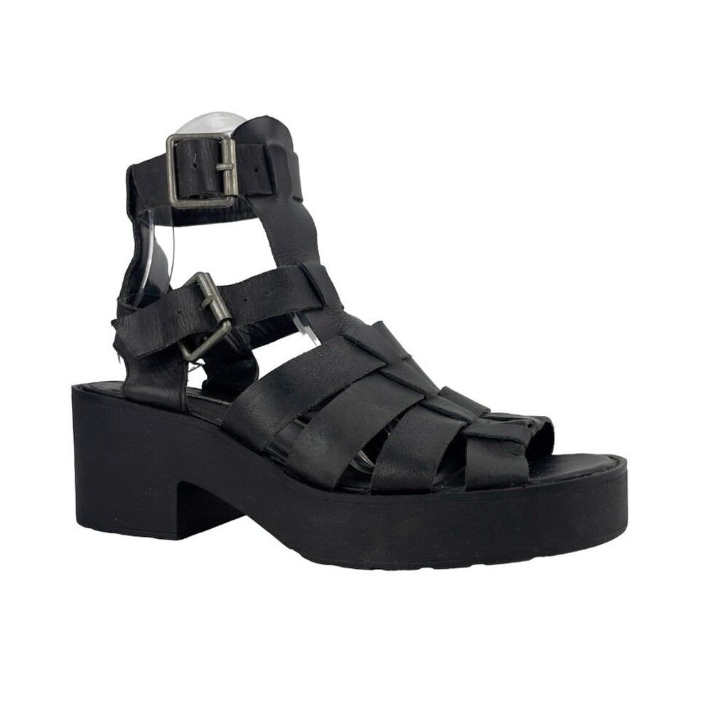 Windsor Smith WINDSOR SMITH Leather Block Heel Ankle Straps Black Sandal Size US 6 / IT 36 - 4 Thumbnail