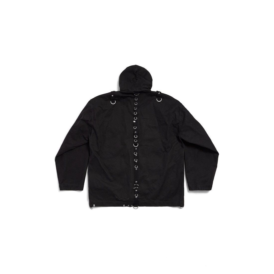 Balenciaga o1w1db10126 Hooded Studded Zip-Up Jacket in Black Size US L / EU 52-54 / 3 - 2 Thumbnail