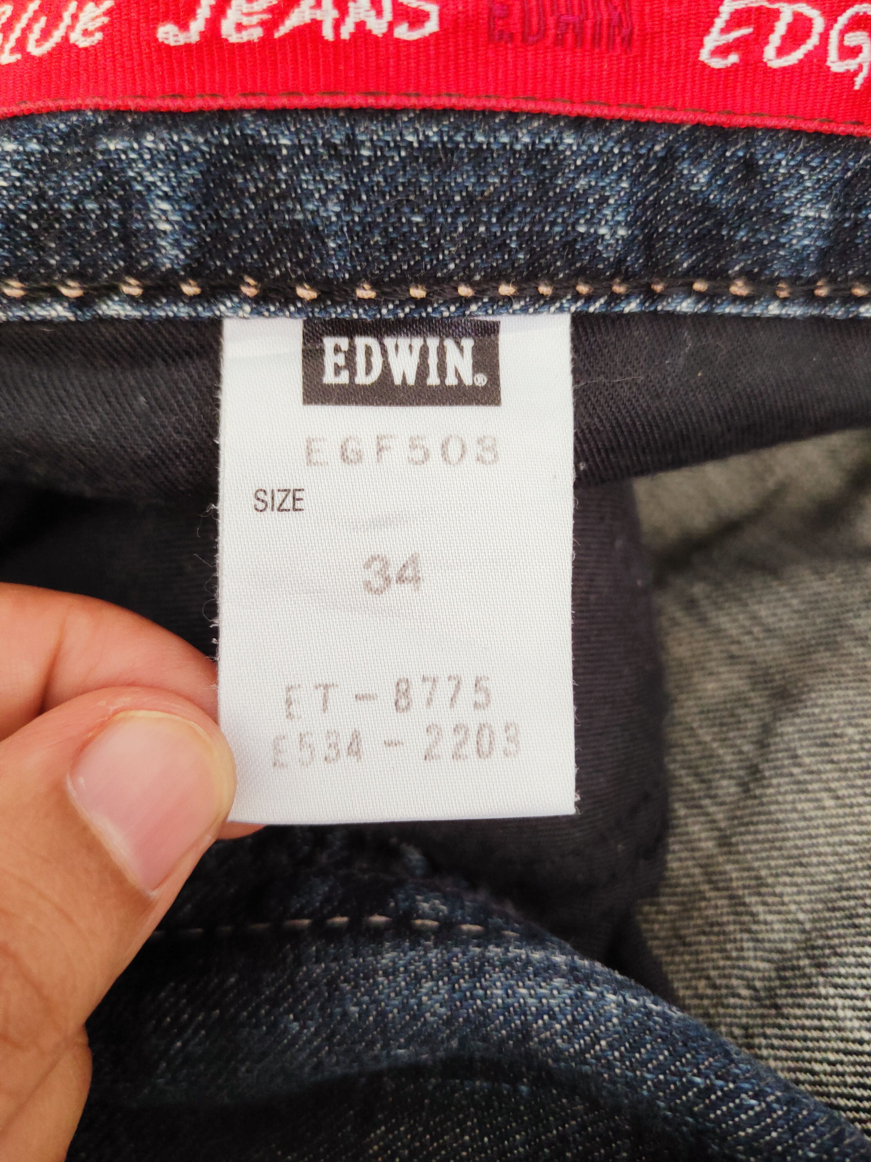 Edwin Edwin Dark Blue Distressed Ripped Jeans #S2673 Size US 35 - 17 Thumbnail