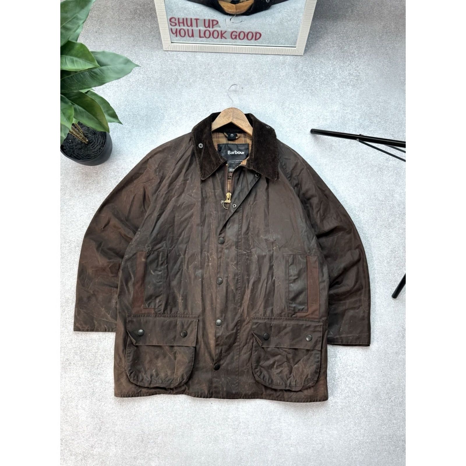 Barbour VINTAGE Barbour Beaufort Jacket Mens XL Brown Waxed Overcoat 90s Barbour Waxed England USA Retro Barbour 117 cm C46/Large Size US XL / EU 56 / 4 - 2 Thumbnail