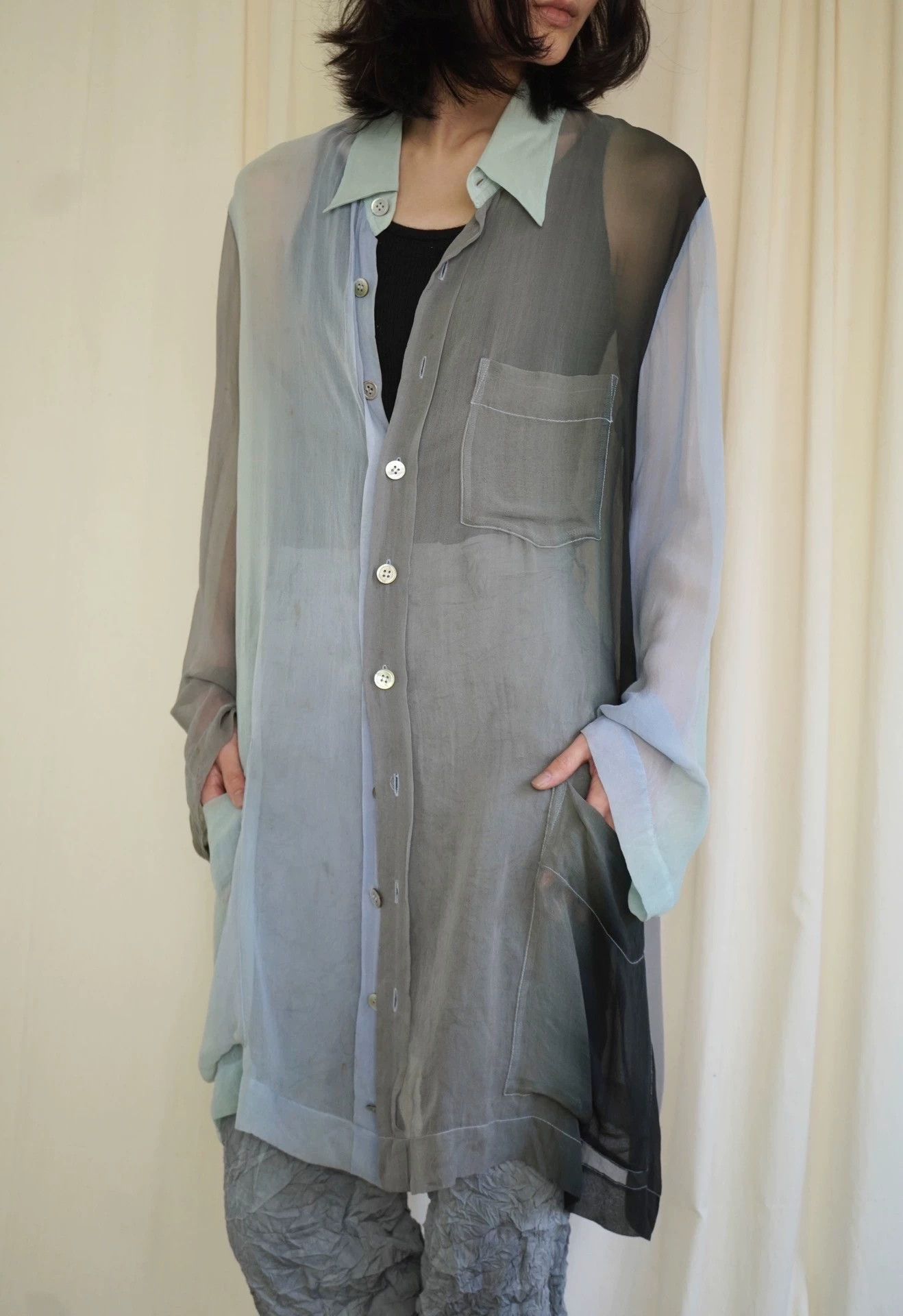 Issey Miyake Issey Miyake 1995ss Gradient Silk Shirt (Free Size) Size ONE SIZE - 5 Thumbnail
