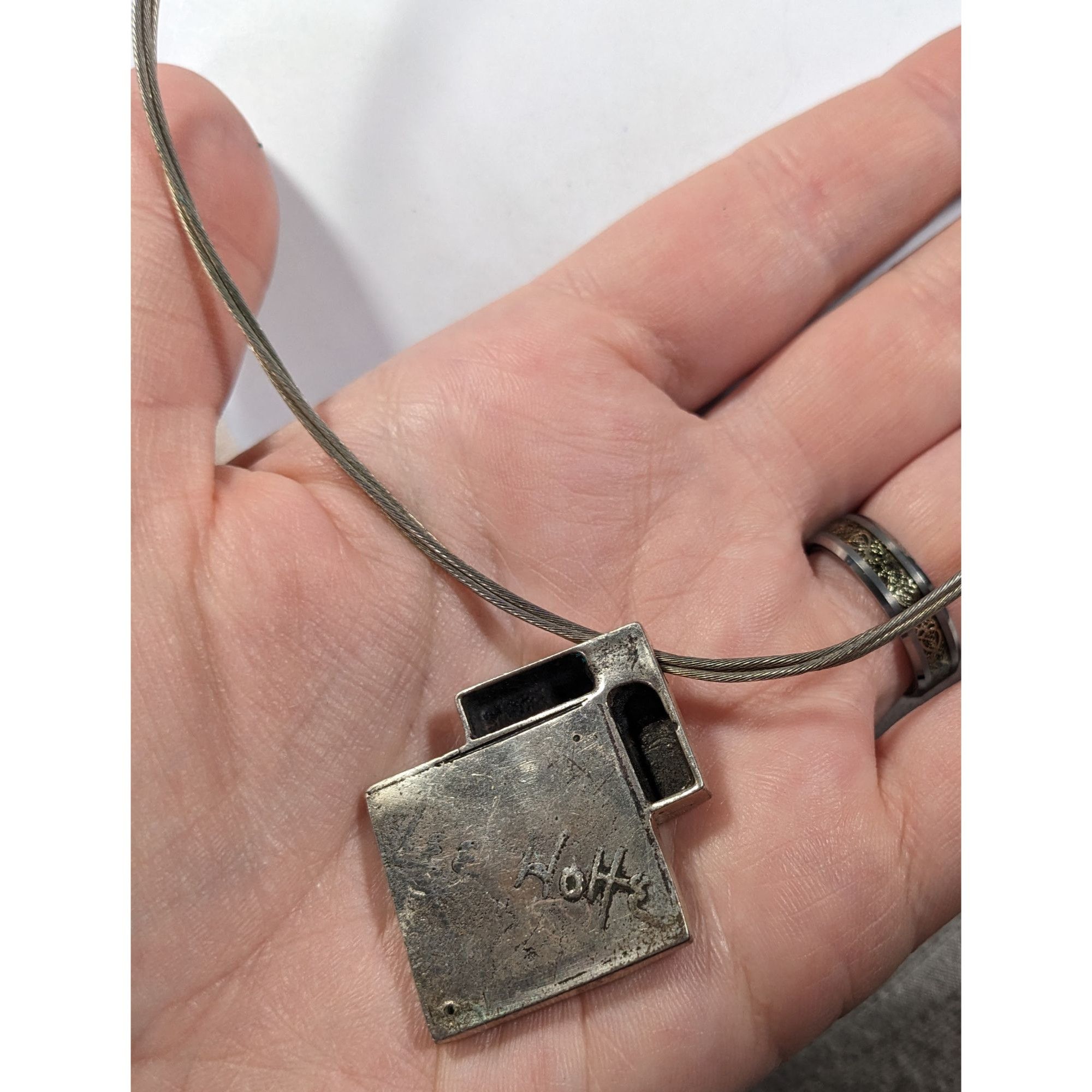 Other Unique Art Deco Black And Silver Tone Pendant Necklace Signe Size ONE SIZE - 6 Thumbnail