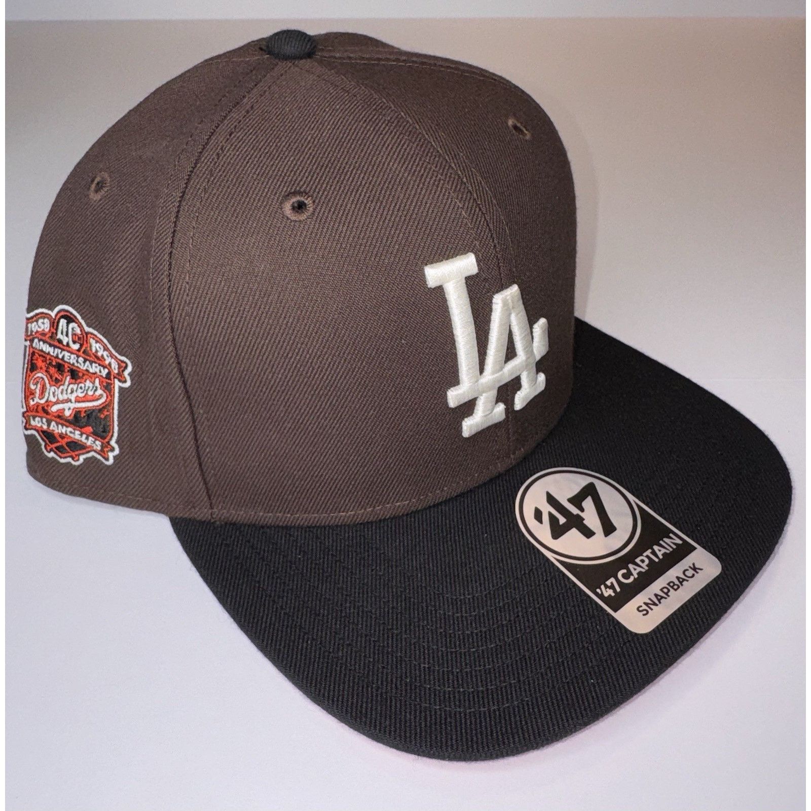 47 Brand 47' Los Angeles Dodgers Snapback Brown Black Baseball Hat Size ONE SIZE - 2 Thumbnail