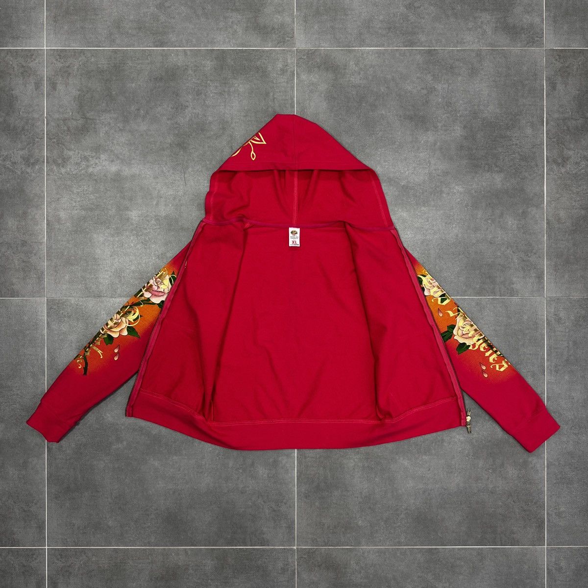 Ed Hardy Ed Hardy Christian Audigier Tattoo Skulls Roses Zip Hoodie Size L / US 10 / IT 46 - 14 Thumbnail