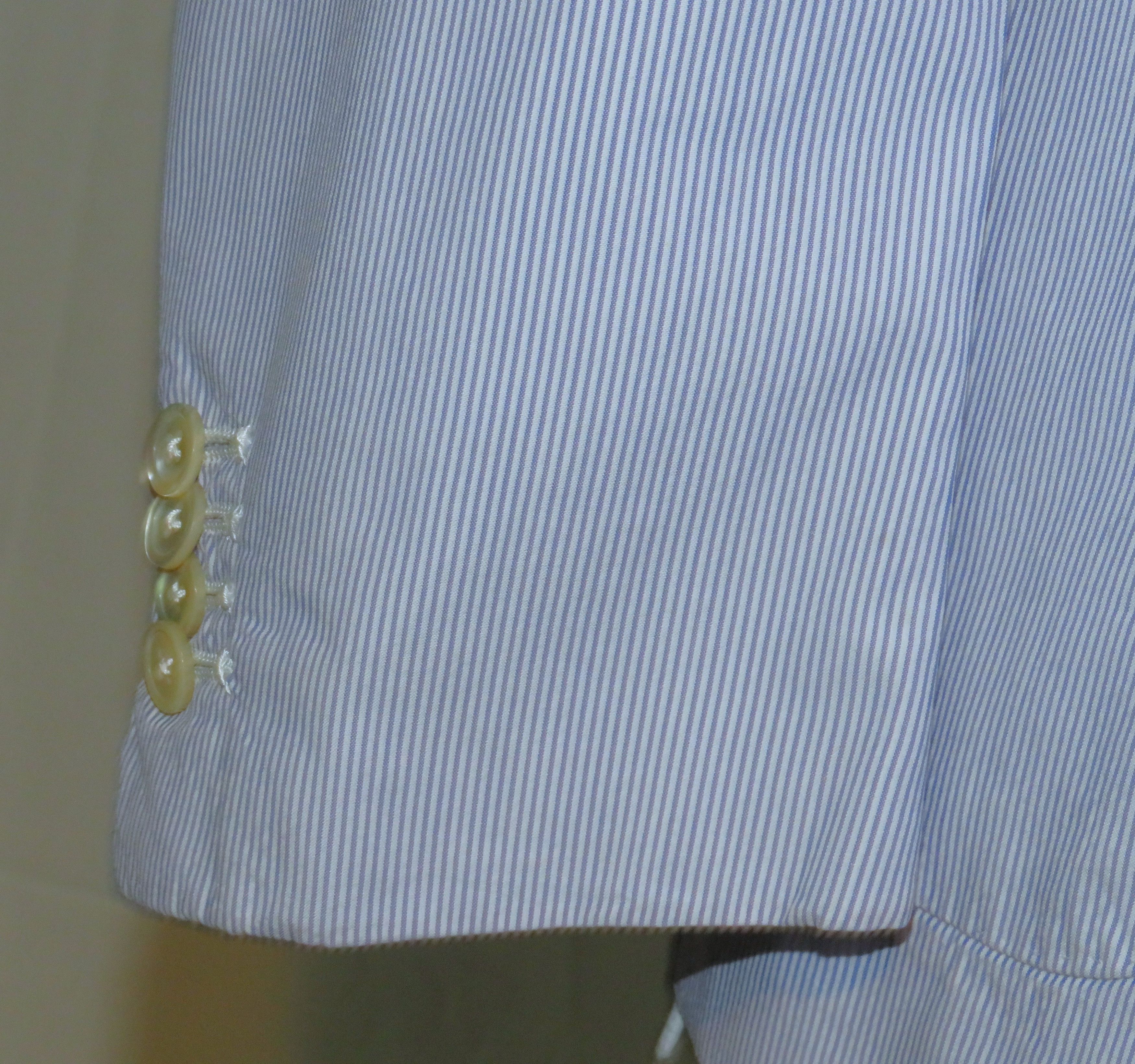 Isaia Sailor Seersucker Blue Stripe Current Three/Two Blazer 42R Size 42R - 9 Thumbnail
