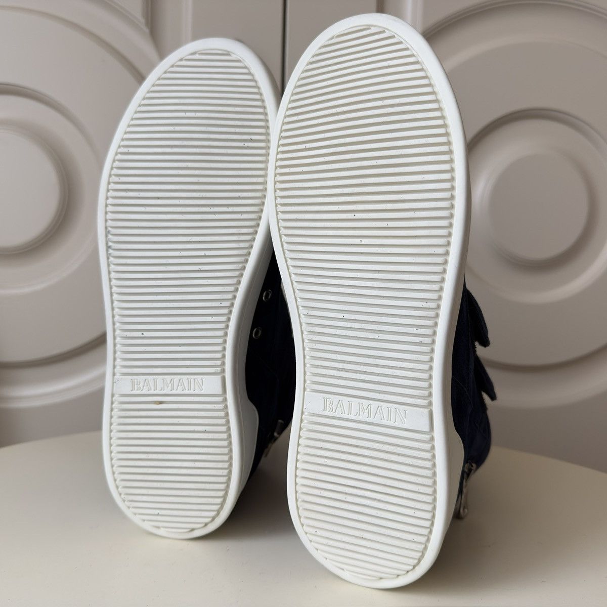 Balmain Balmain Blue Suede Velcro Strap High-Top Sneakers Size US 10 / EU 43 - 9 Thumbnail