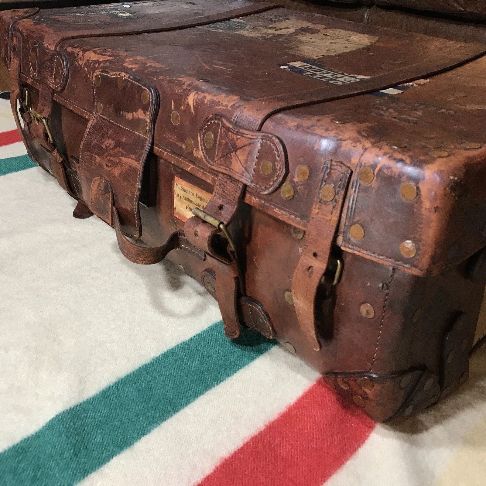Handmade ANTIQUE 1920s LEATHER TRUNK SUITCASE BESPOKE R$8598 Size ONE SIZE - 1 Thumbnail