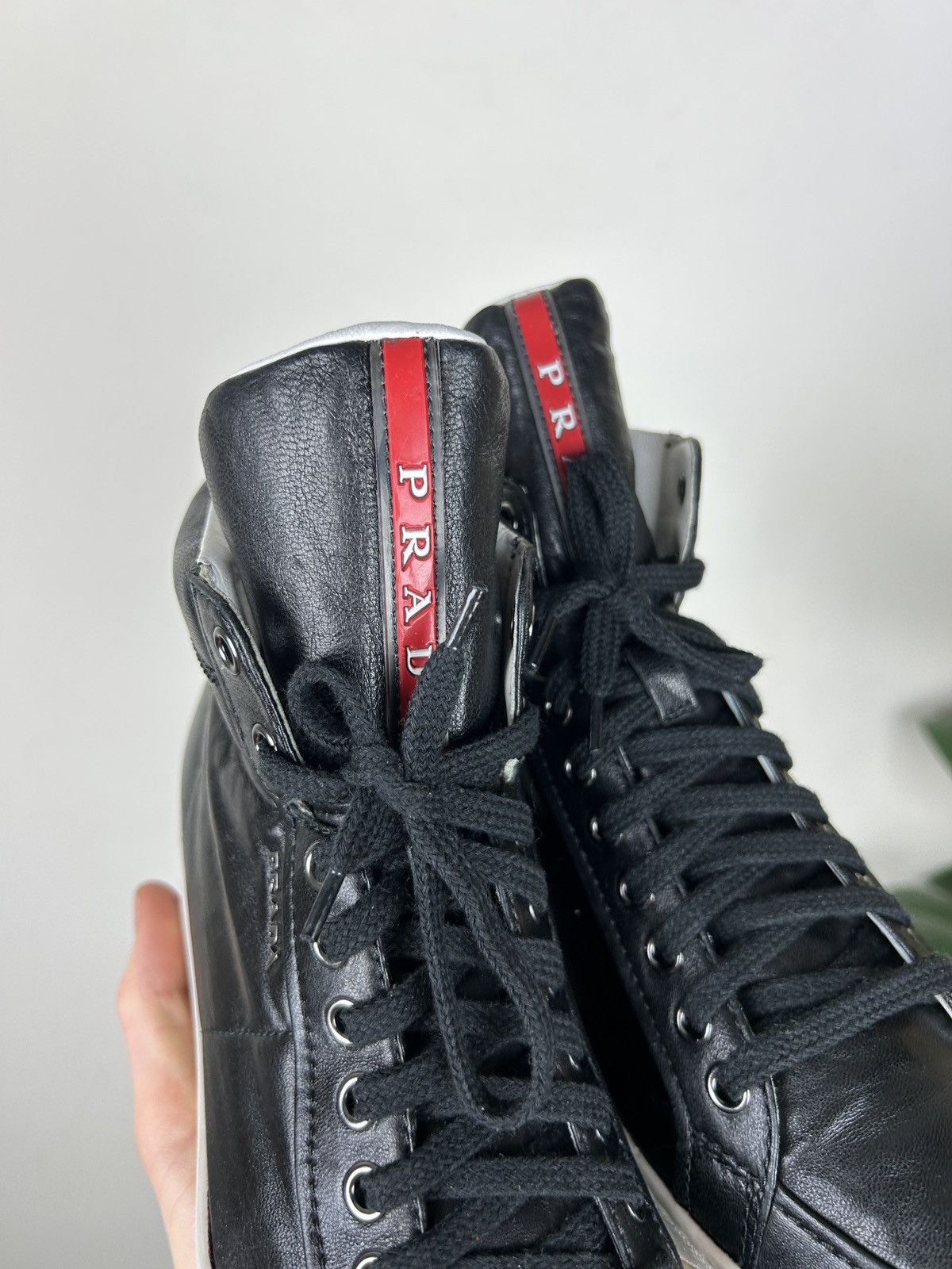 Prada vintage red stripe leather shoes